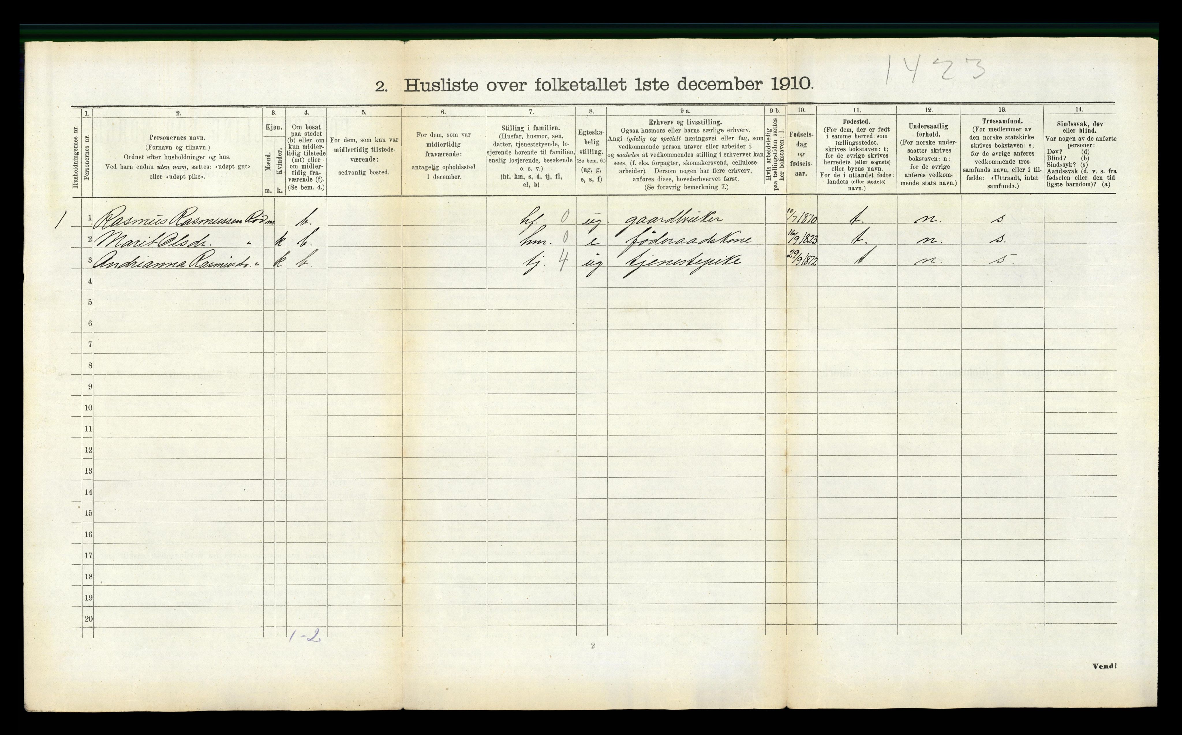 RA, 1910 census for Øre, 1910, p. 598