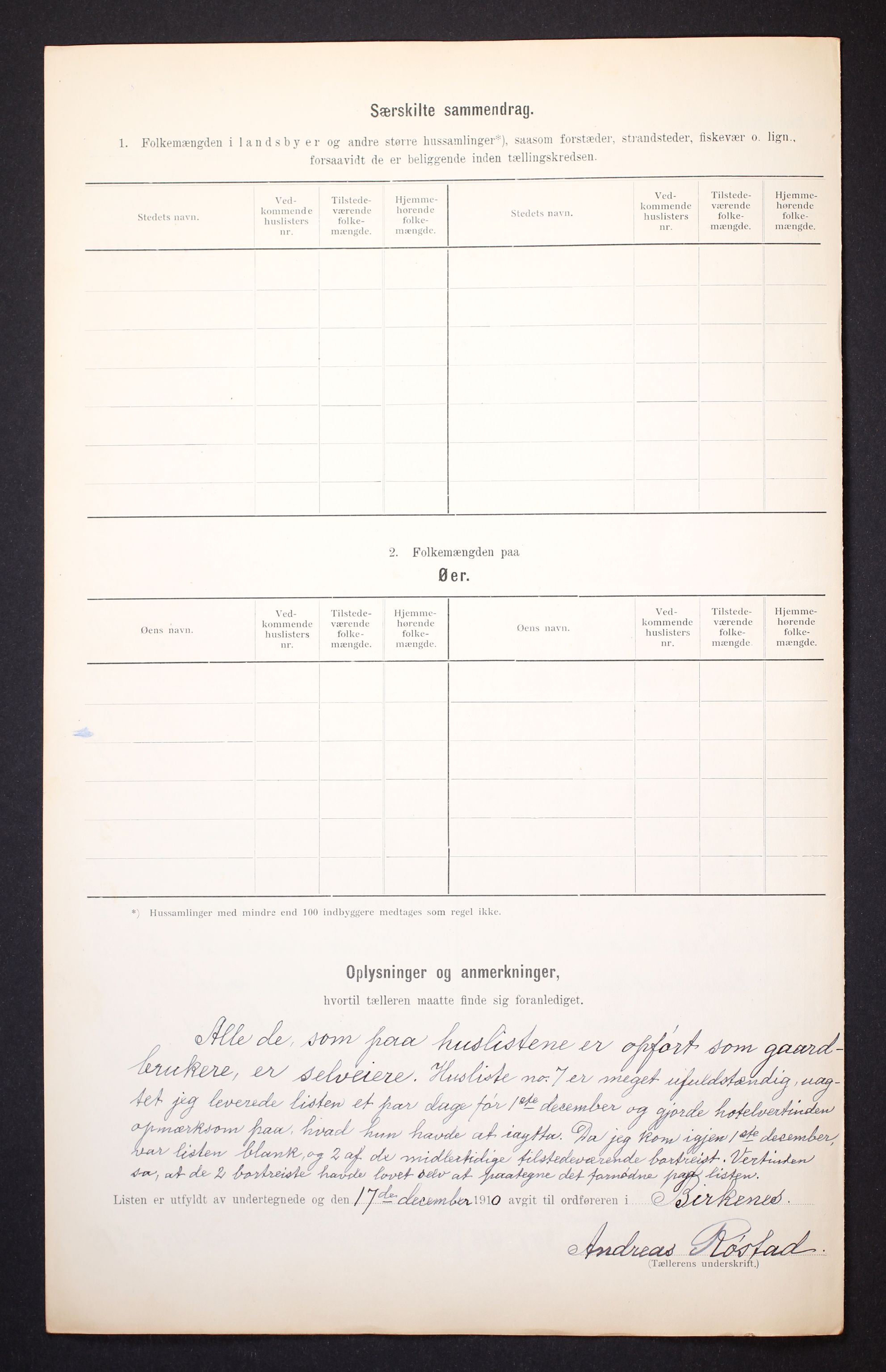 RA, 1910 census for Birkenes, 1910, p. 12