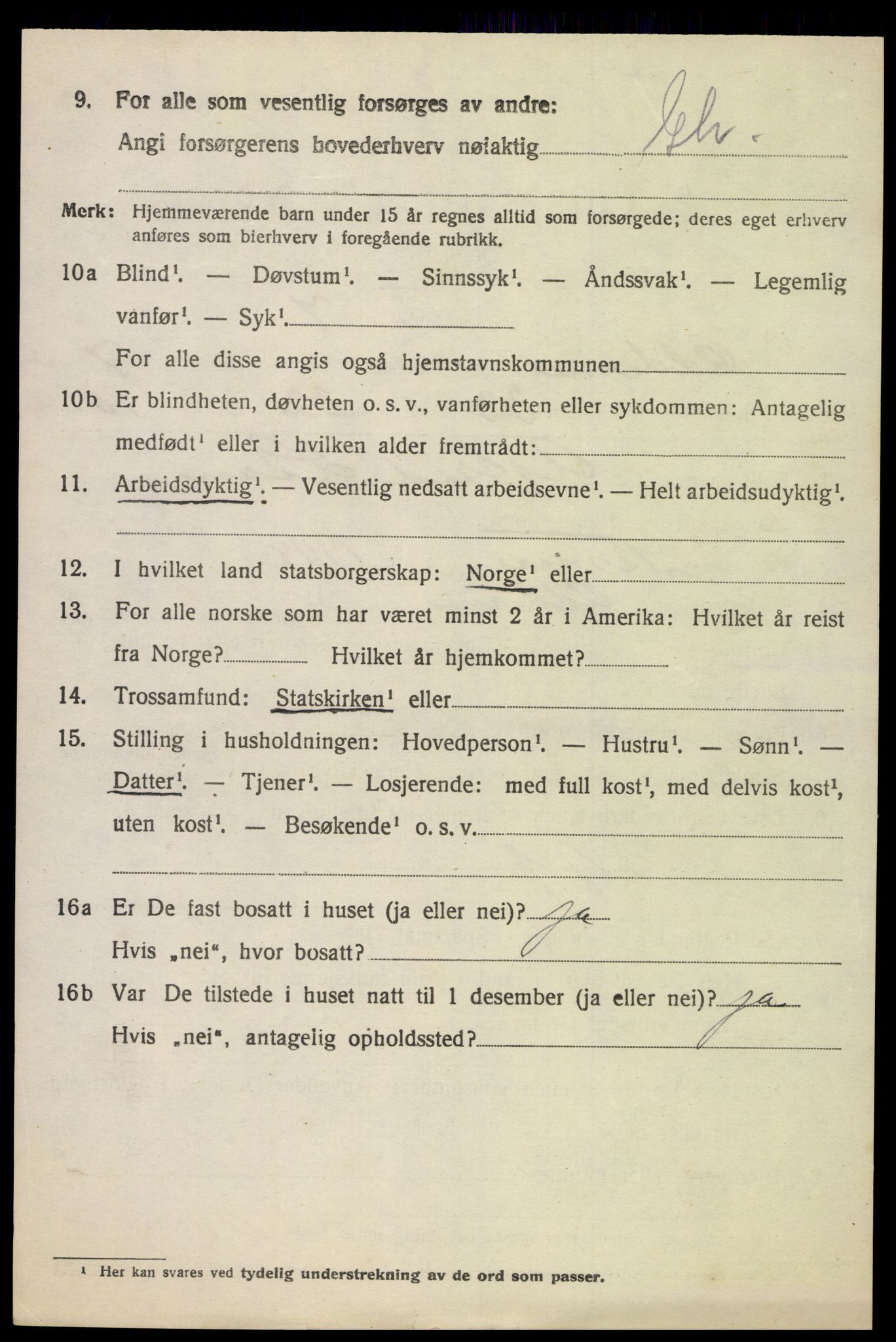 SAK, 1920 census for Oddernes, 1920, p. 5566