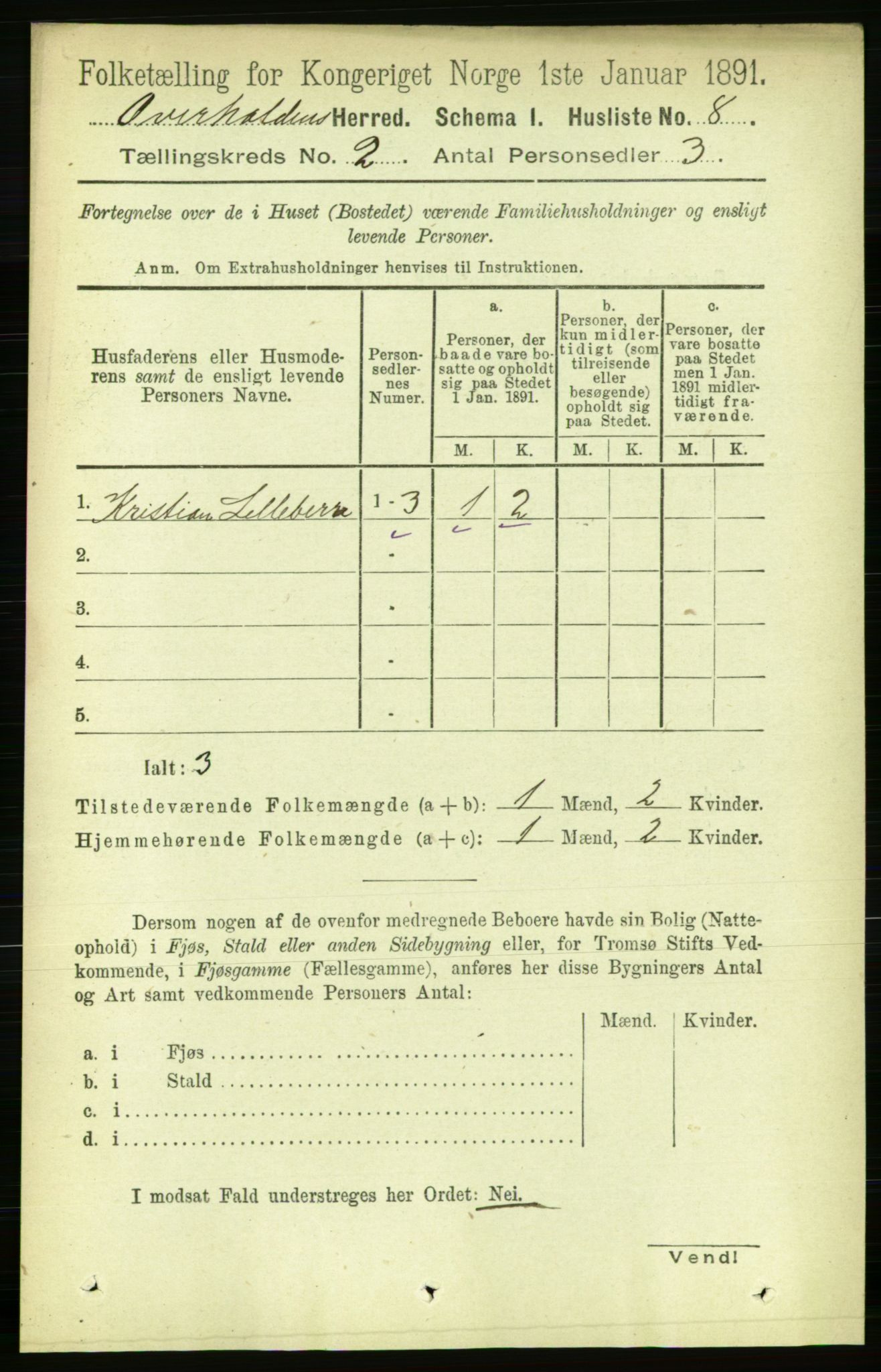 RA, 1891 census for 1744 Overhalla, 1891, p. 407