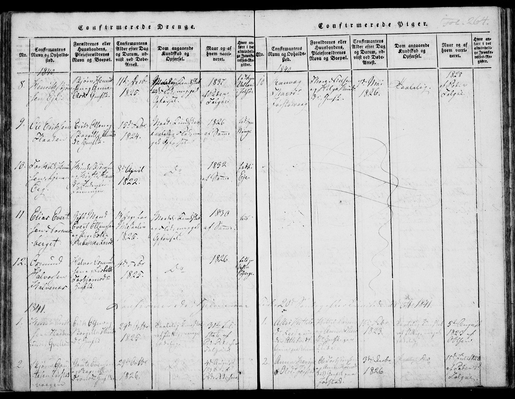 Nedstrand sokneprestkontor, AV/SAST-A-101841/01/IV: Parish register (official) no. A 7, 1816-1870, p. 264