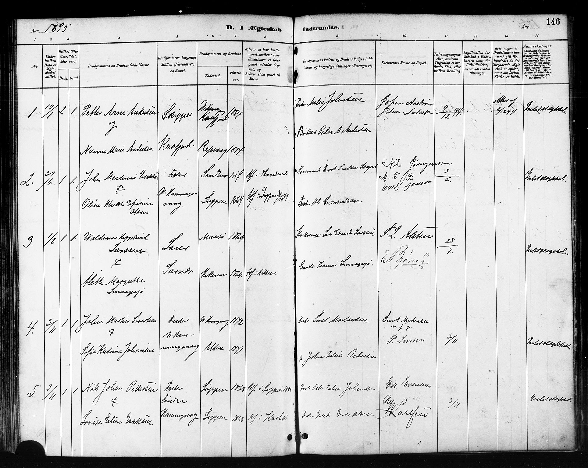 Måsøy sokneprestkontor, SATØ/S-1348/H/Ha/L0007kirke: Parish register (official) no. 7, 1887-1899, p. 146