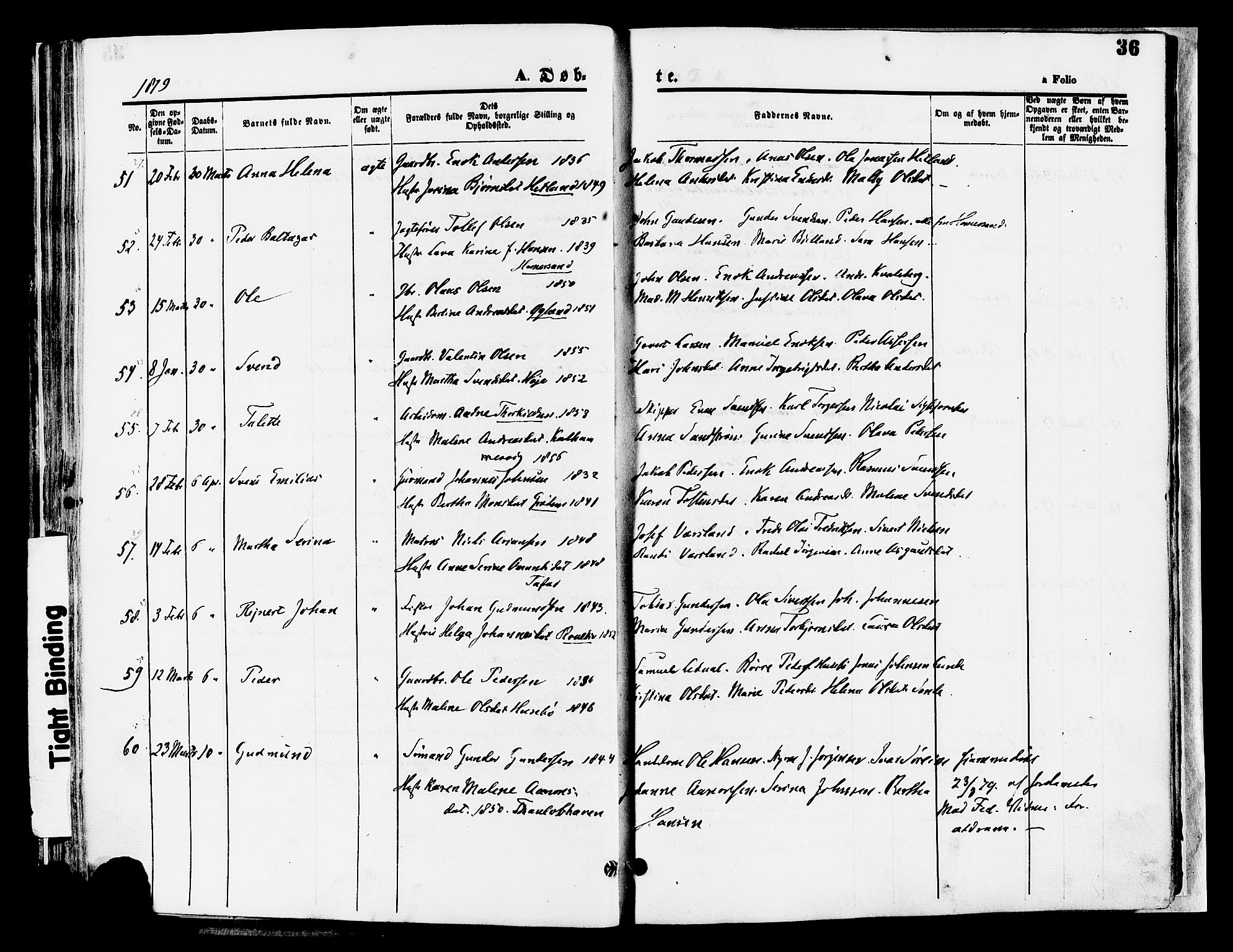 Hetland sokneprestkontor, AV/SAST-A-101826/30/30BA/L0008: Parish register (official) no. A 8, 1877-1884, p. 36