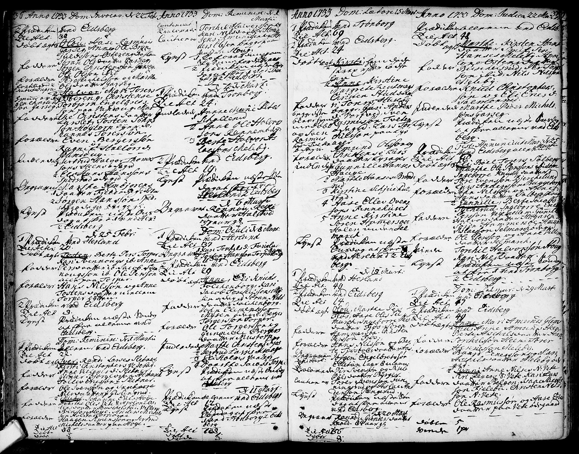 Eidsberg prestekontor Kirkebøker, AV/SAO-A-10905/F/Fa/L0002: Parish register (official) no. I 2, 1731-1741, p. 36-37