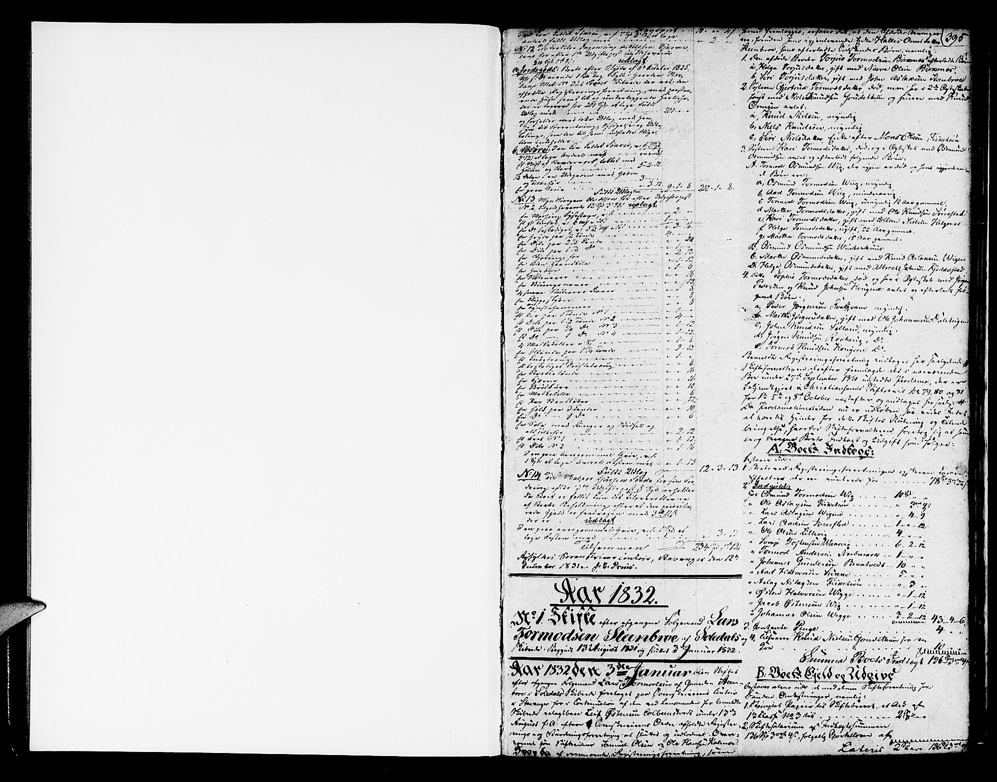 Ryfylke tingrett, AV/SAST-A-100055/001/IV/IVD/L0020b: Skifteprotokoll, register i protokollen, 1831-1837, p. 394b-395a