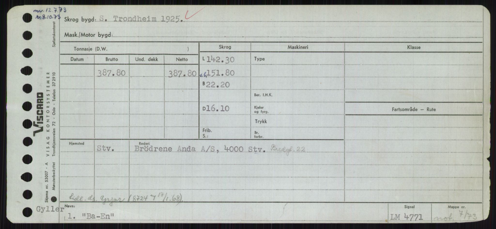 Sjøfartsdirektoratet med forløpere, Skipsmålingen, AV/RA-S-1627/H/Hc/L0001: Lektere, A-Y, p. 31