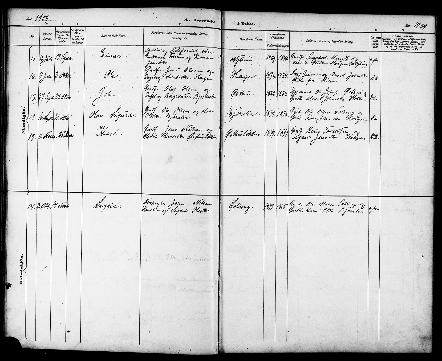 Ministerialprotokoller, klokkerbøker og fødselsregistre - Sør-Trøndelag, AV/SAT-A-1456/689/L1044: Parish register (copy) no. 689C03, 1893-1922