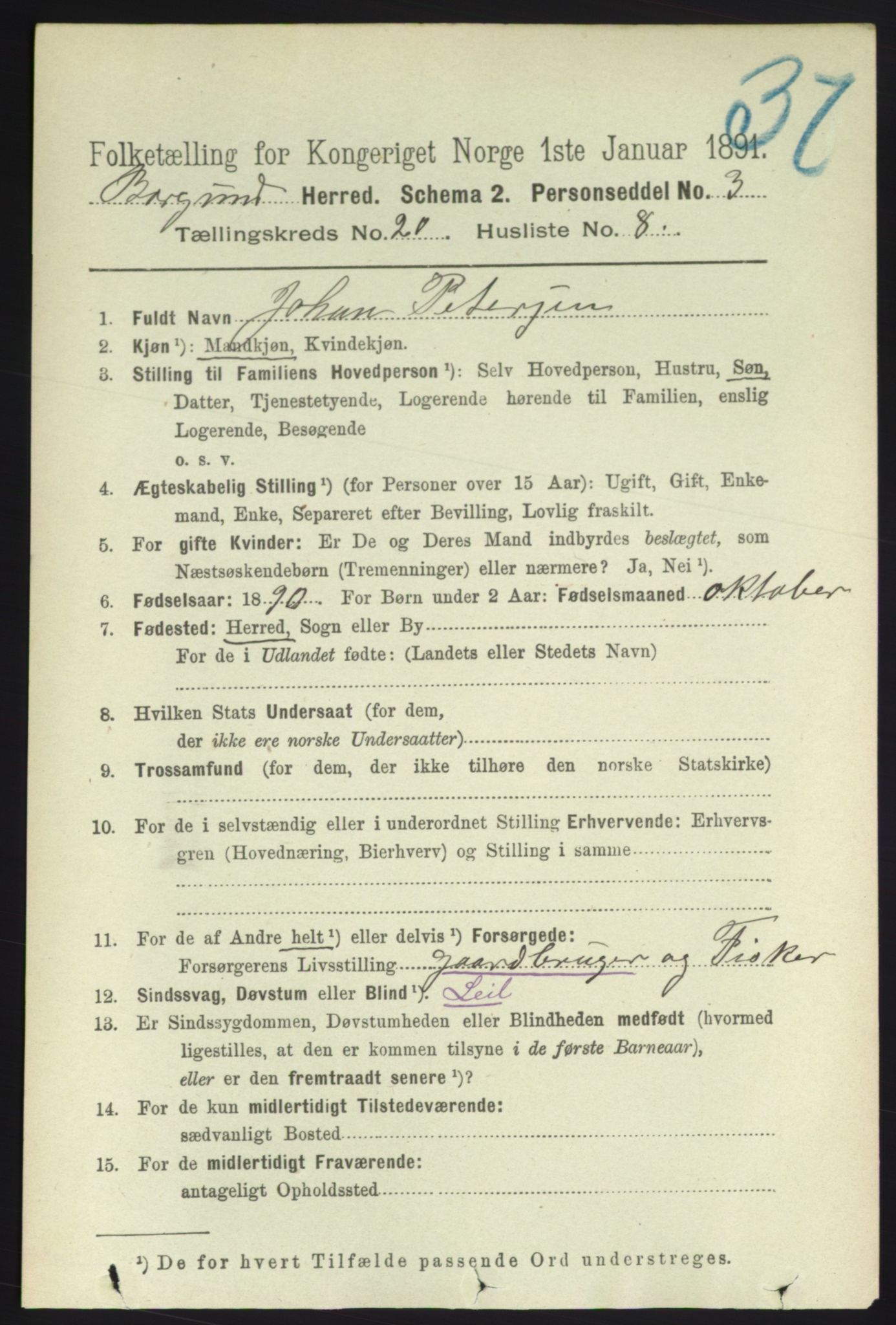 RA, 1891 census for 1531 Borgund, 1891, p. 6164