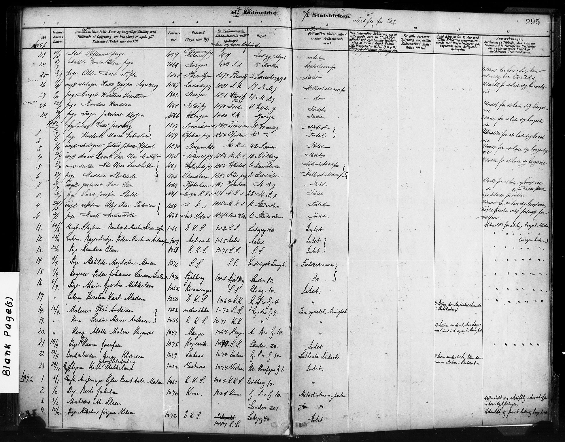 Sandviken Sokneprestembete, SAB/A-77601/H/Ha/L0004: Parish register (official) no. B 1, 1878-1891, p. 294