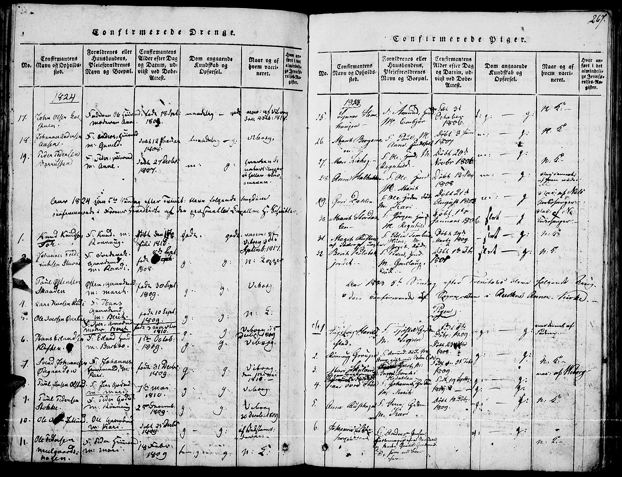Fron prestekontor, SAH/PREST-078/H/Ha/Haa/L0002: Parish register (official) no. 2, 1816-1827, p. 267