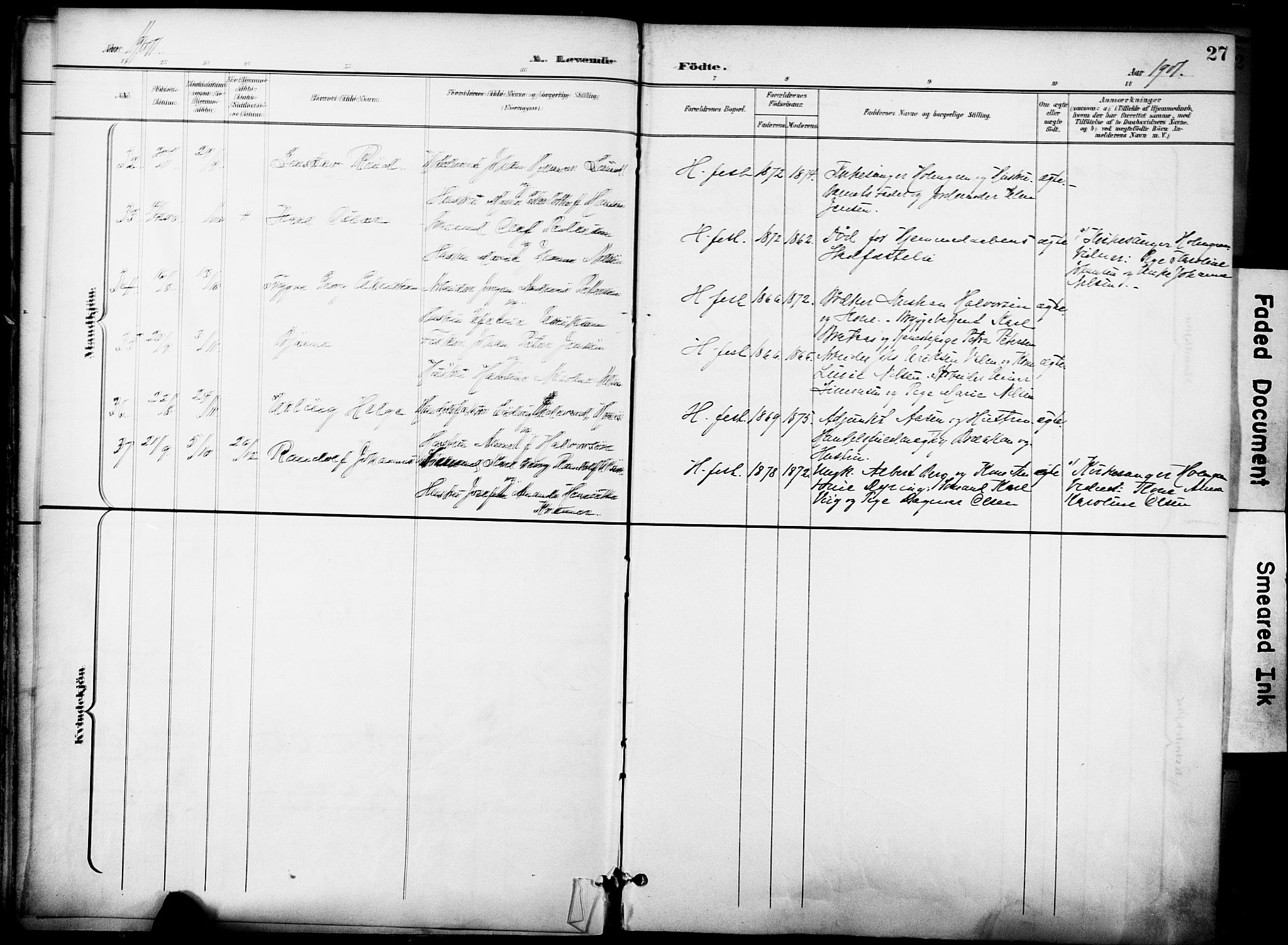 Hammerfest sokneprestkontor, SATØ/S-1347/H/Ha/L0010.kirke: Parish register (official) no. 10, 1898-1905, p. 27