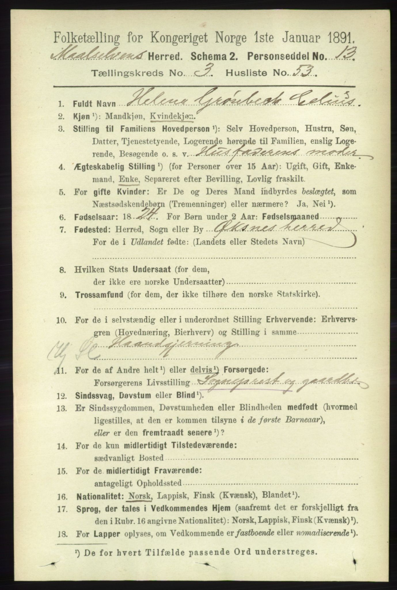RA, 1891 census for 1924 Målselv, 1891, p. 966
