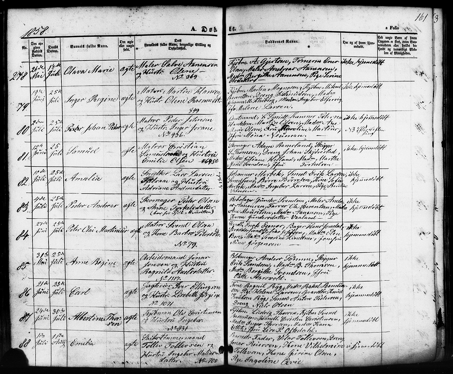 Domkirken sokneprestkontor, SAST/A-101812/001/30/30BB/L0010: Parish register (copy) no. B 10, 1855-1860, p. 161