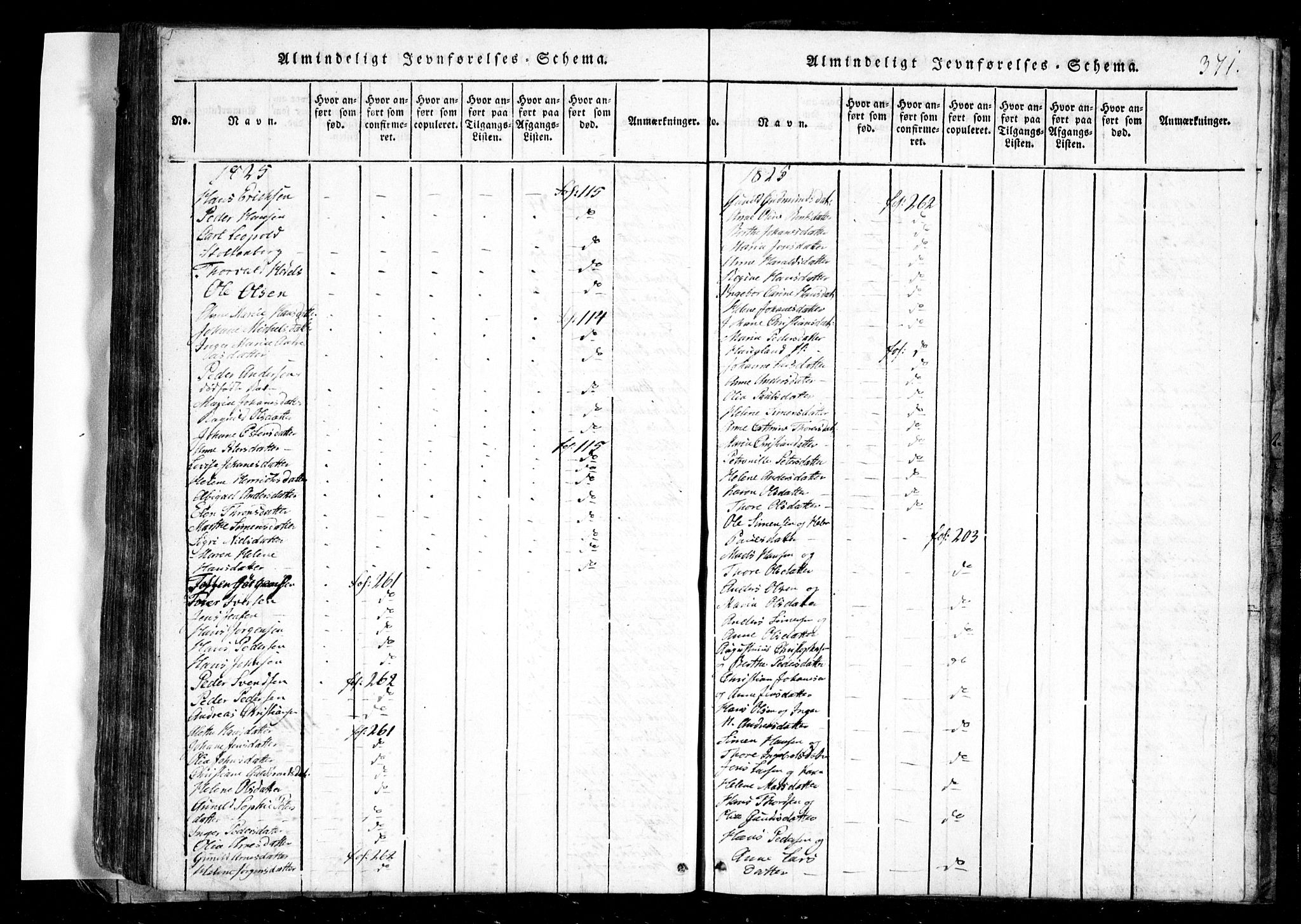 Spydeberg prestekontor Kirkebøker, SAO/A-10924/G/Ga/L0001: Parish register (copy) no. I 1, 1814-1868, p. 371