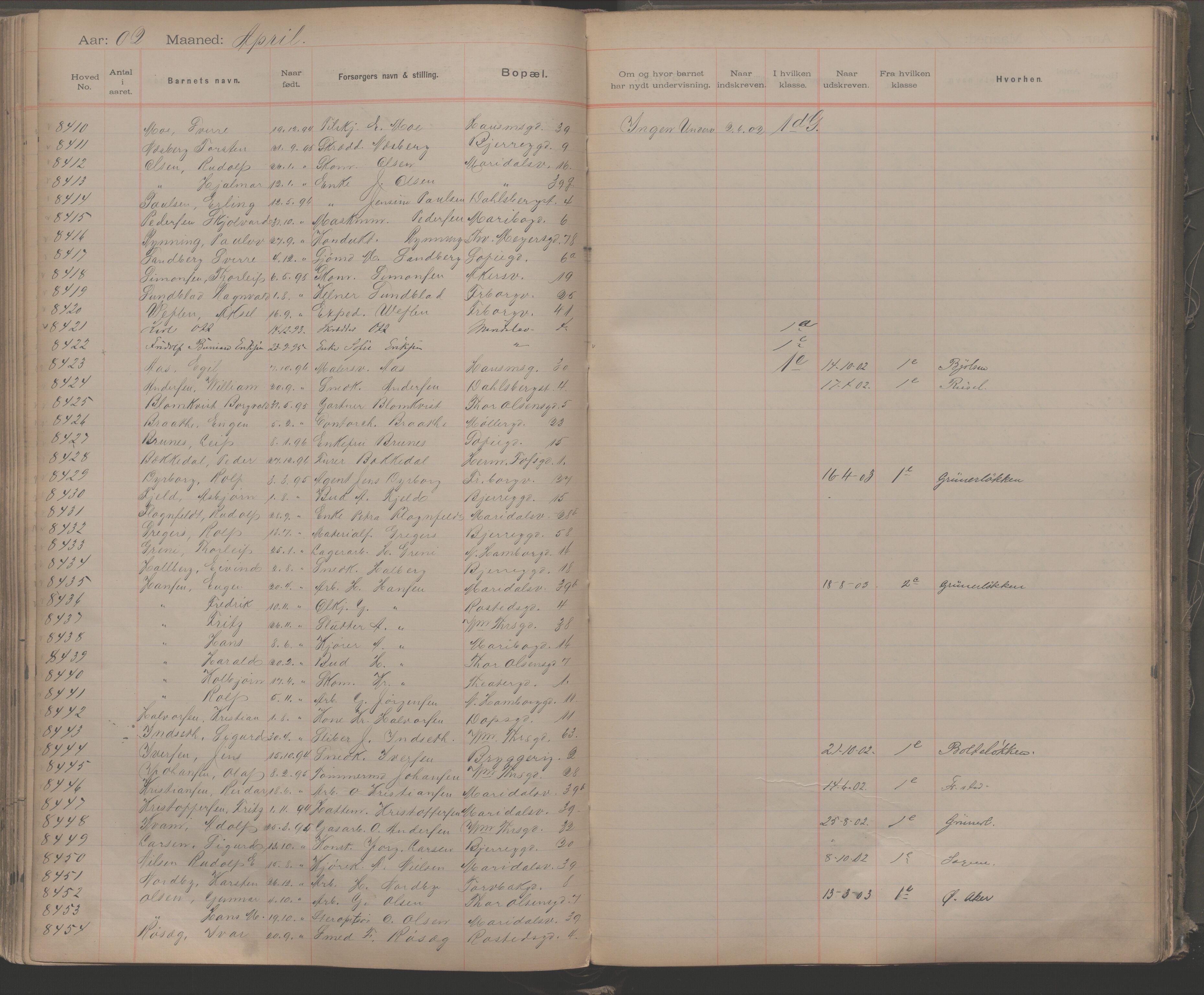Møllergata skole, OBA/A-20129/F/Fa/L0001: Ut-/innskrivningsprotokoll, 1889-1907, p. 193