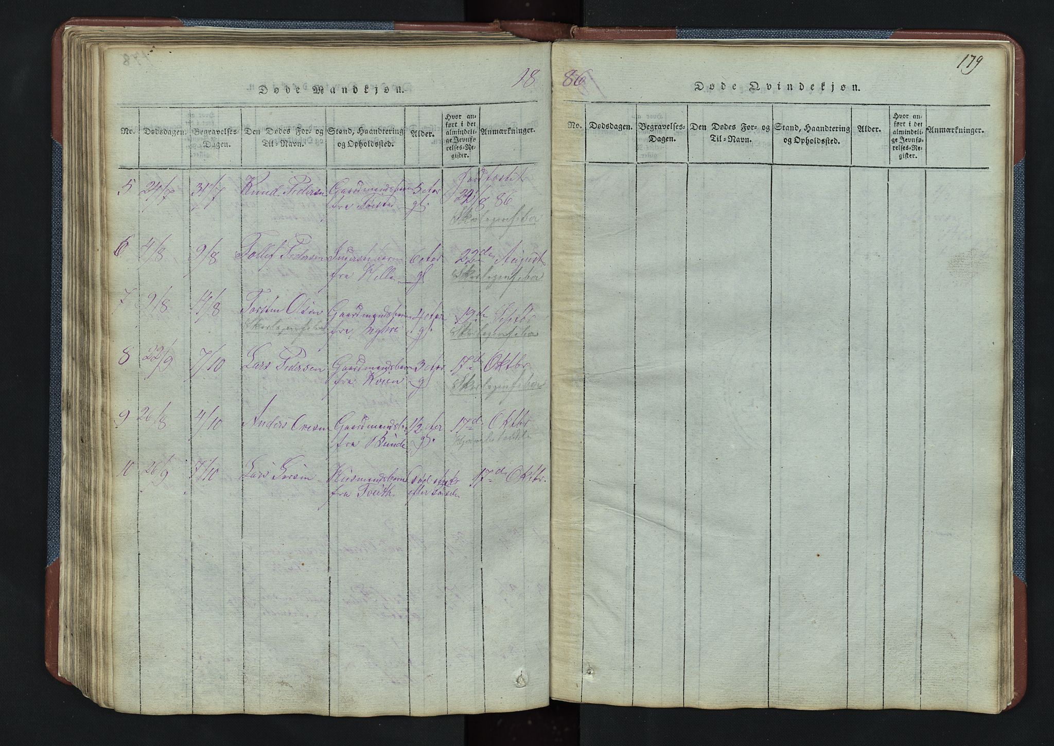 Vang prestekontor, Valdres, SAH/PREST-140/H/Hb/L0003: Parish register (copy) no. 3, 1814-1892, p. 179