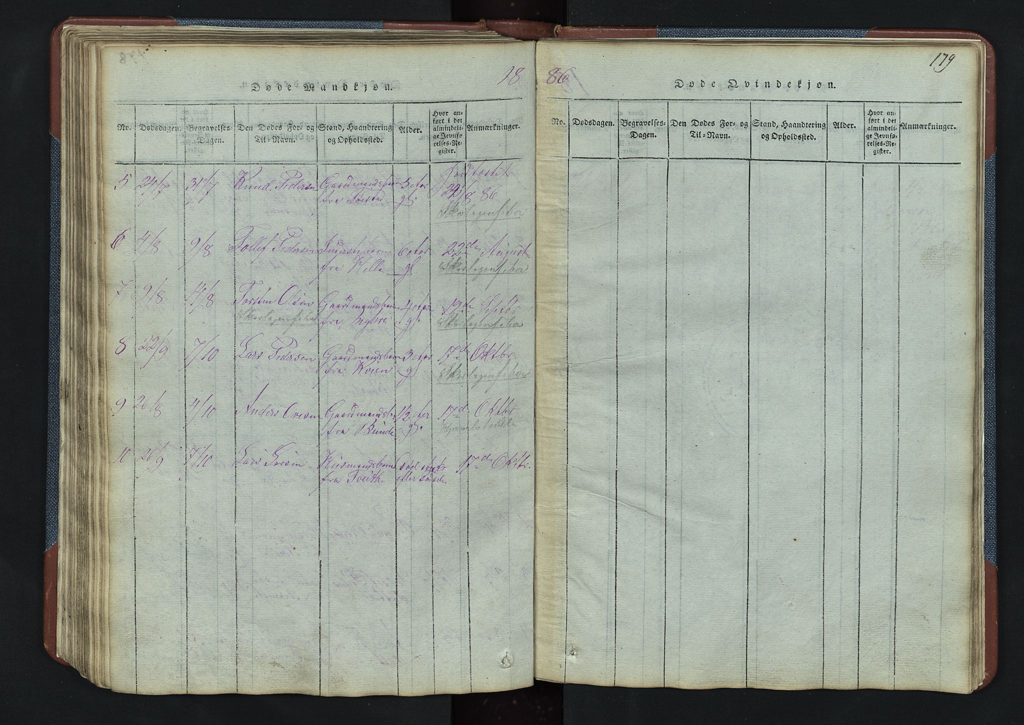 Vang prestekontor, Valdres, AV/SAH-PREST-140/H/Hb/L0003: Parish register (copy) no. 3, 1814-1892, p. 179