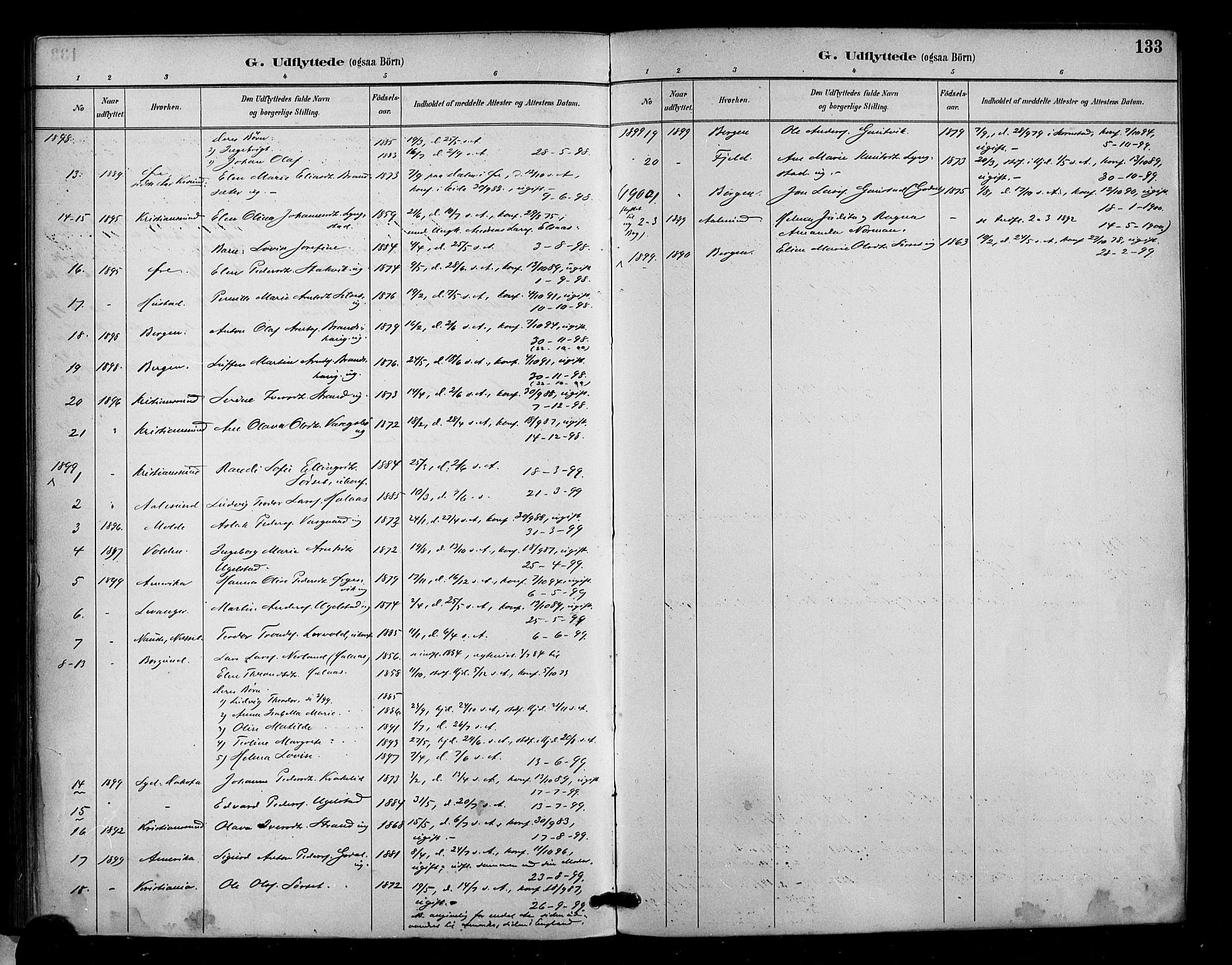 Ministerialprotokoller, klokkerbøker og fødselsregistre - Møre og Romsdal, SAT/A-1454/571/L0836: Parish register (official) no. 571A01, 1884-1899, p. 133