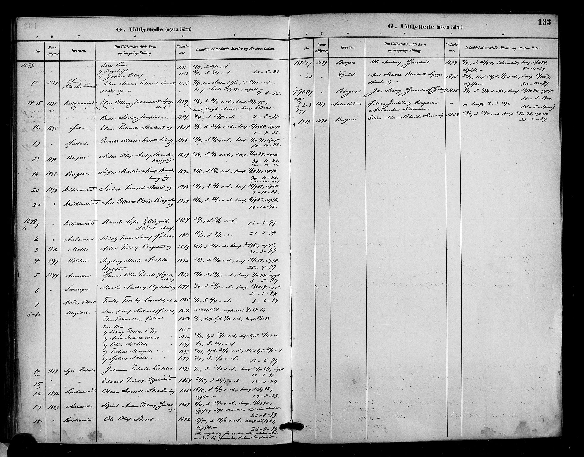 Ministerialprotokoller, klokkerbøker og fødselsregistre - Møre og Romsdal, AV/SAT-A-1454/571/L0836: Parish register (official) no. 571A01, 1884-1899, p. 133