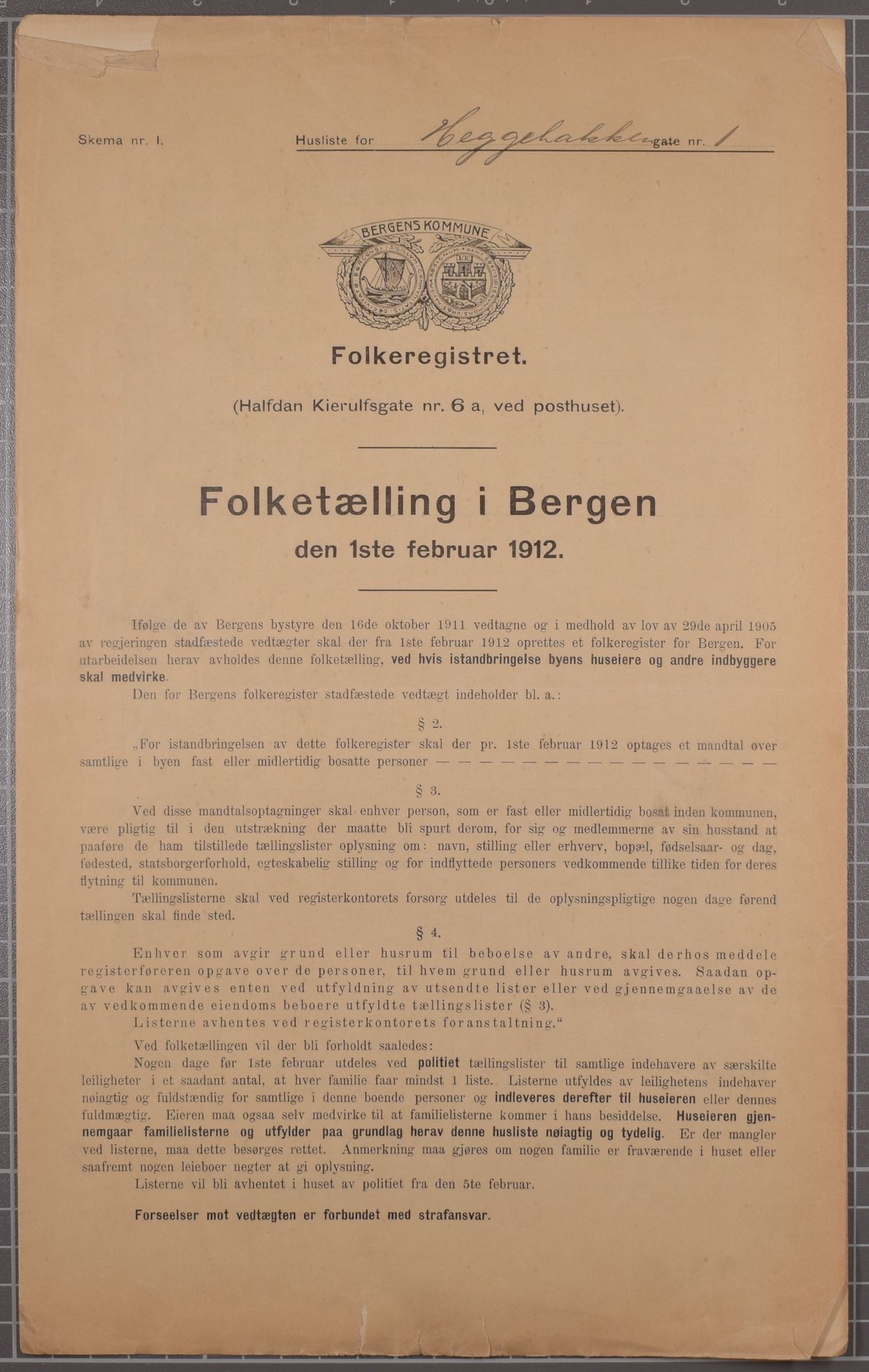 SAB, Municipal Census 1912 for Bergen, 1912, p. 1900