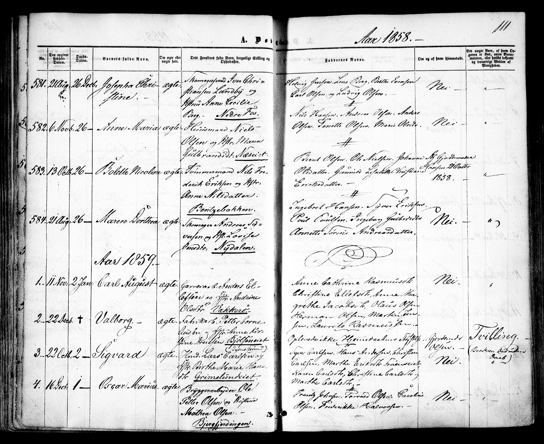 Vestre Aker prestekontor Kirkebøker, AV/SAO-A-10025/F/Fa/L0003: Parish register (official) no. 3, 1857-1868, p. 111
