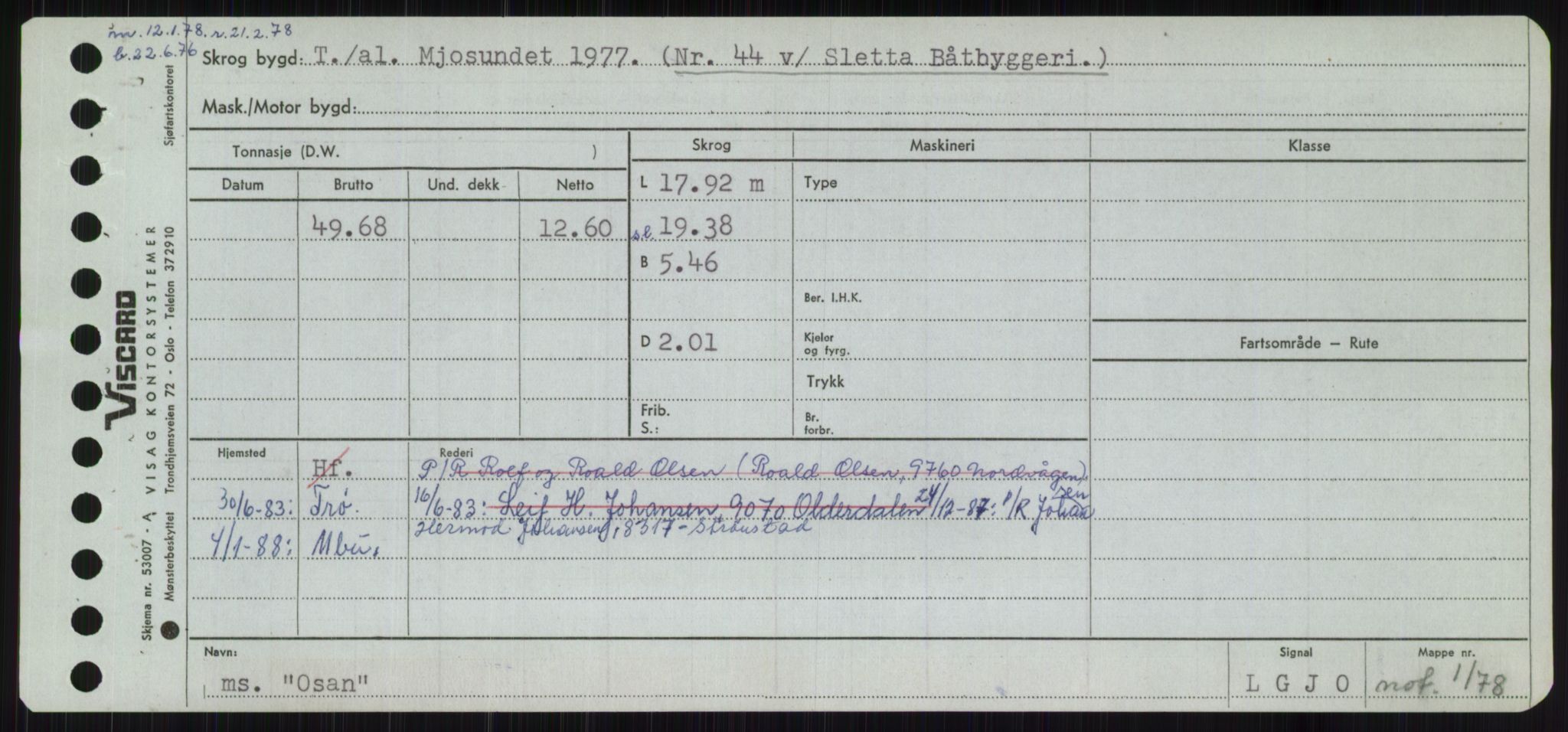 Sjøfartsdirektoratet med forløpere, Skipsmålingen, RA/S-1627/H/Ha/L0004/0002: Fartøy, Mas-R / Fartøy, Odin-R, p. 143