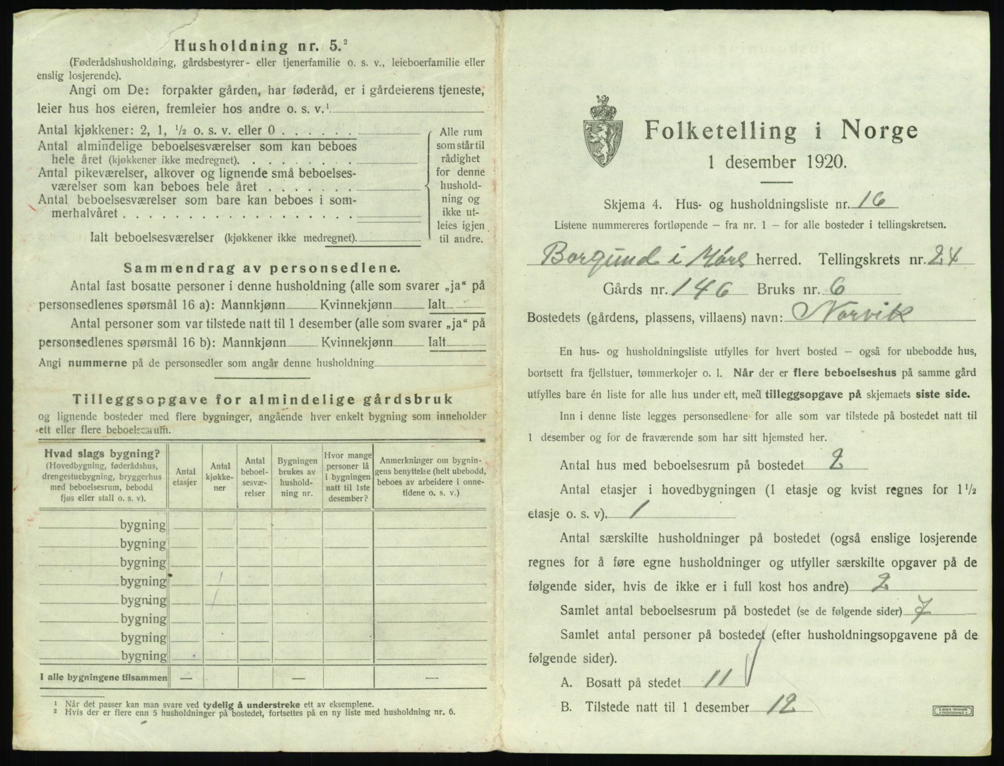 SAT, 1920 census for Borgund, 1920, p. 2014