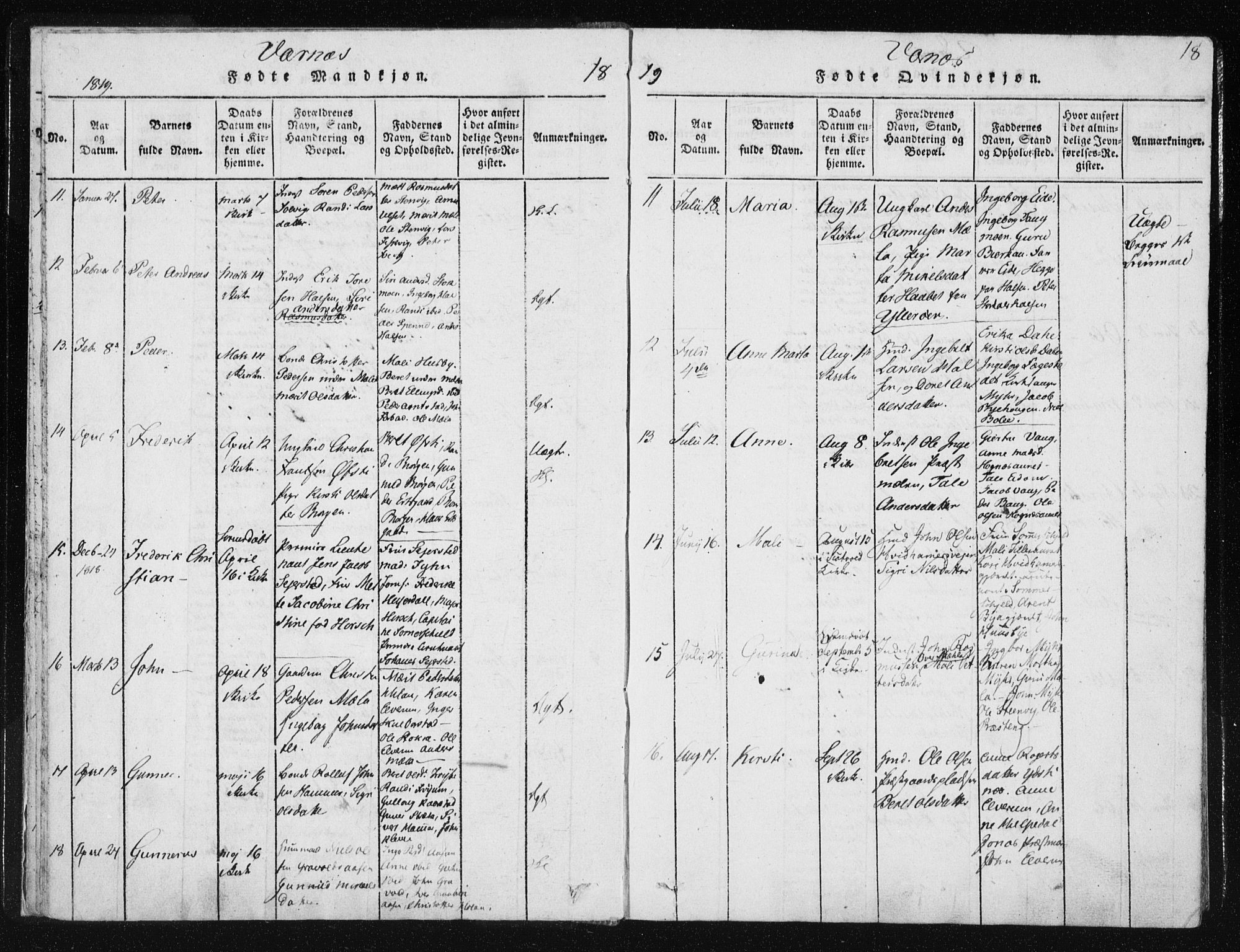 Ministerialprotokoller, klokkerbøker og fødselsregistre - Nord-Trøndelag, SAT/A-1458/709/L0061: Parish register (official) no. 709A08 /1, 1815-1819, p. 18