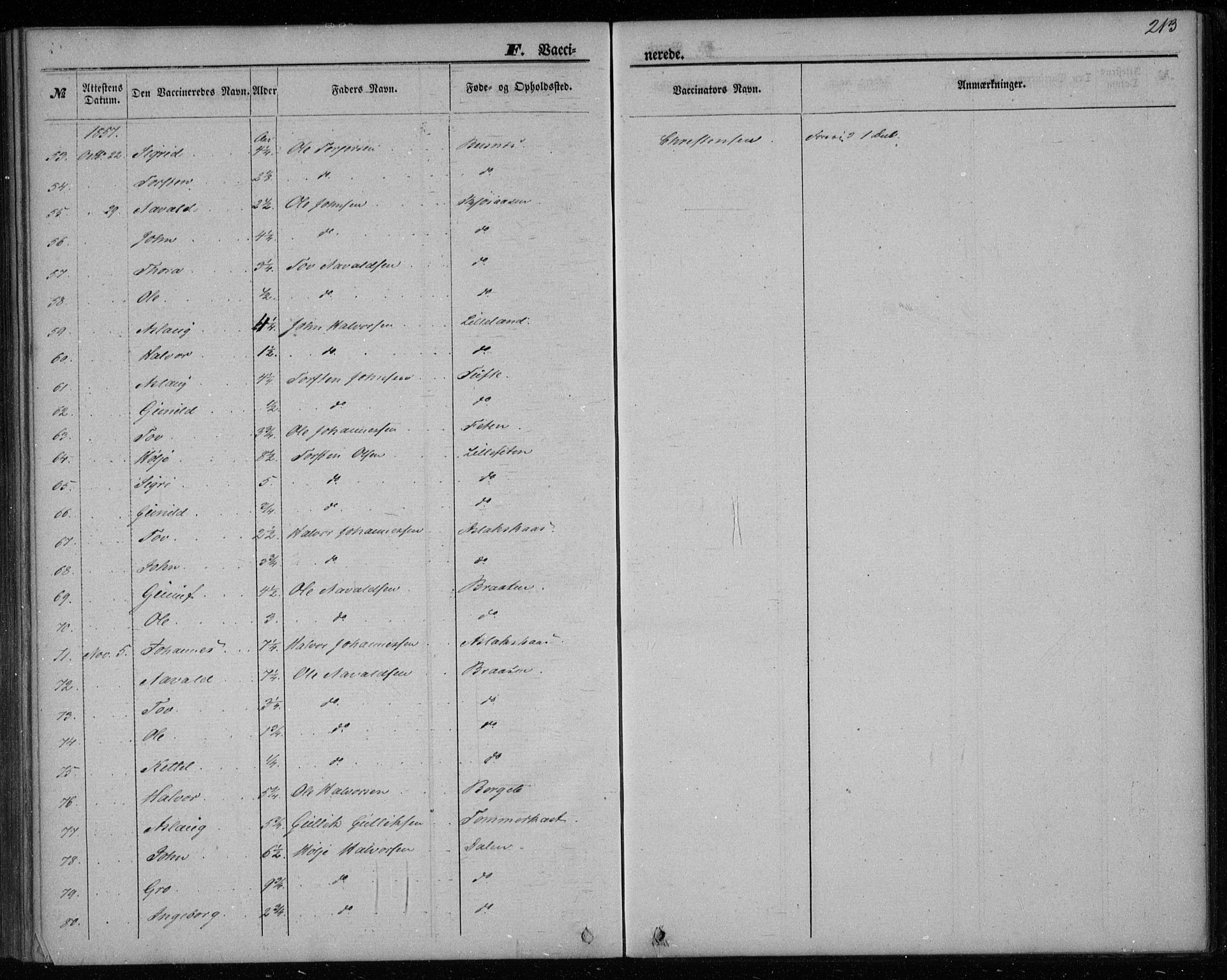 Gransherad kirkebøker, AV/SAKO-A-267/F/Fa/L0002: Parish register (official) no. I 2, 1844-1859, p. 213