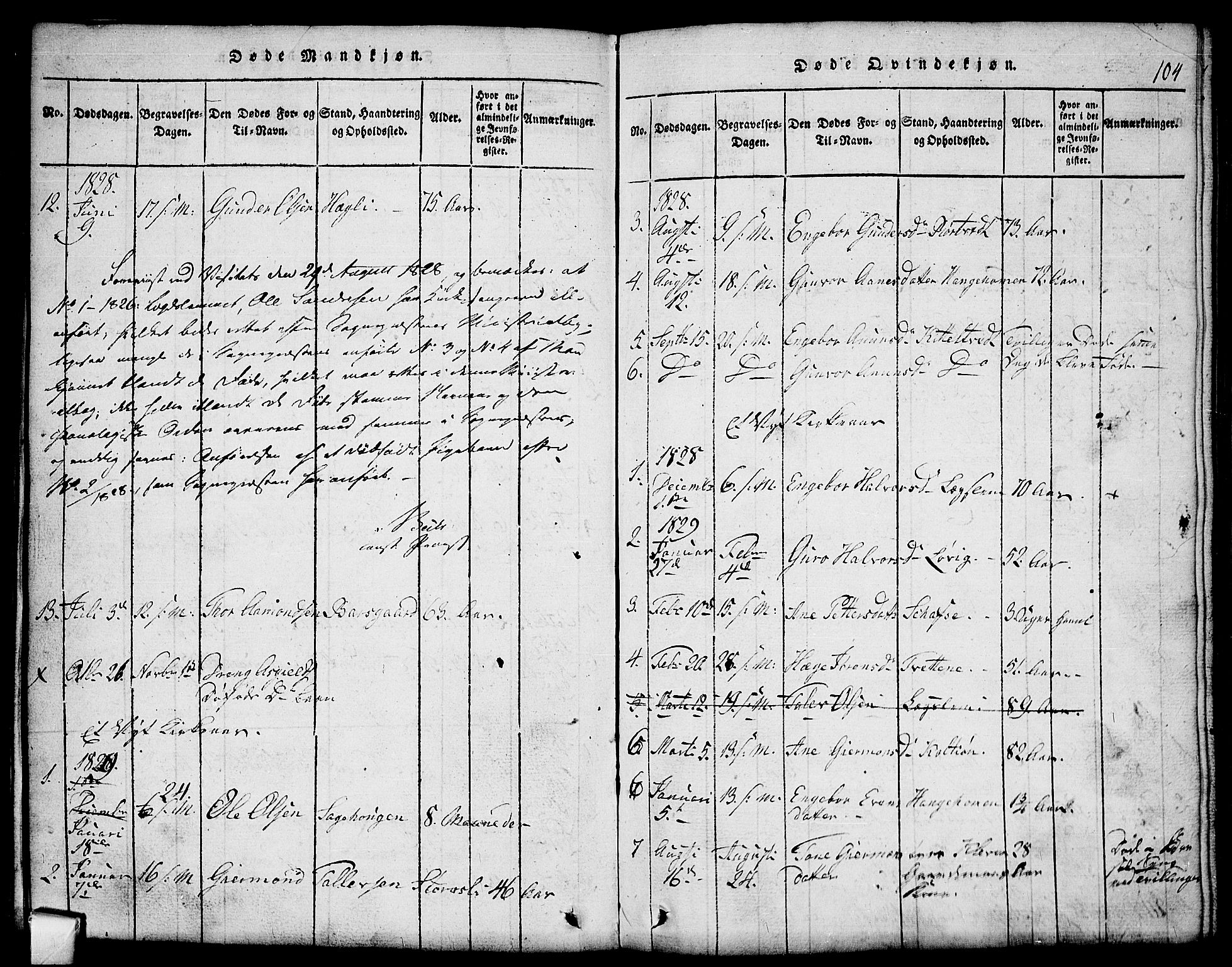 Mo kirkebøker, SAKO/A-286/G/Gb/L0001: Parish register (copy) no. II 1, 1814-1843, p. 104