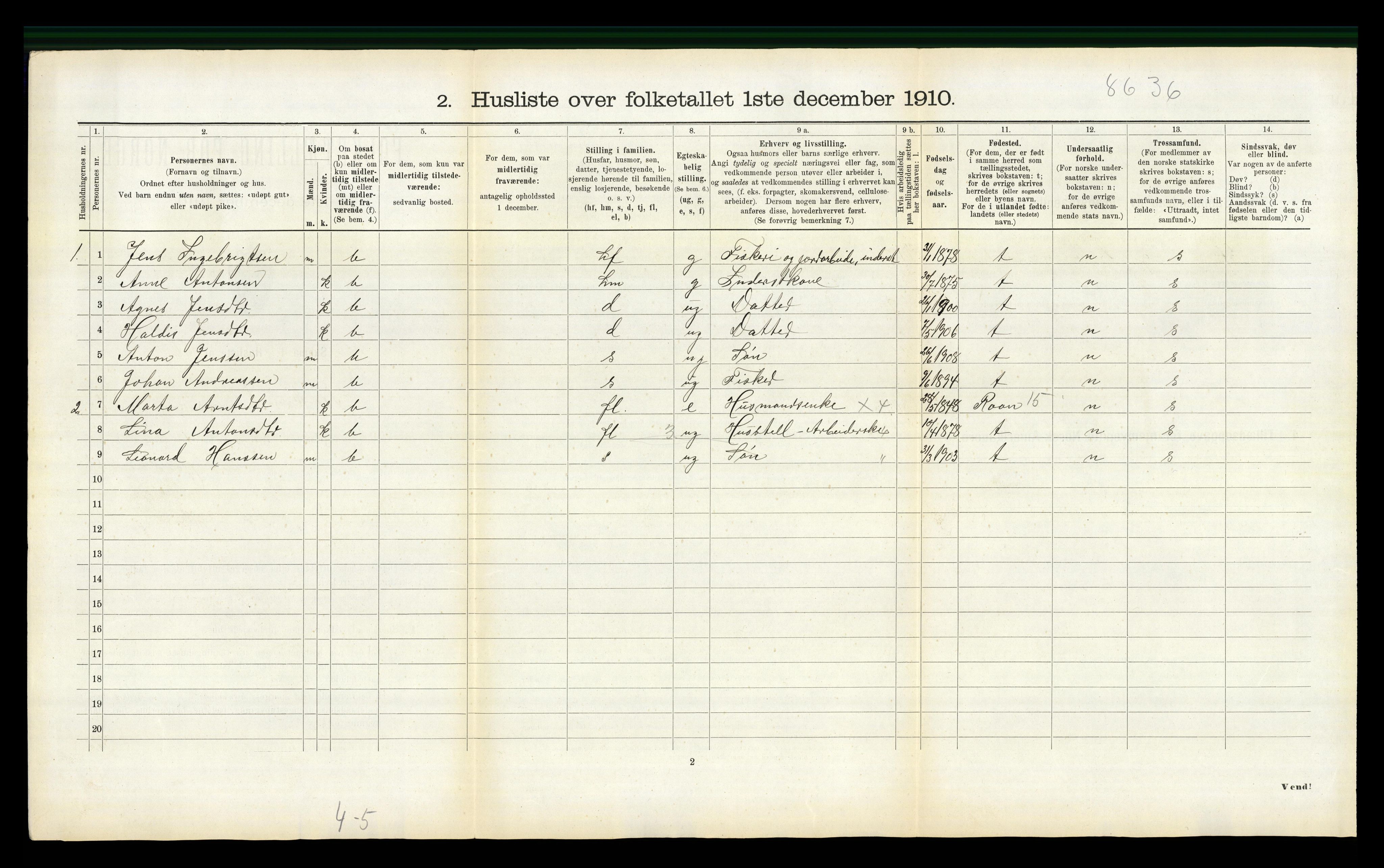 RA, 1910 census for Stoksund, 1910, p. 151