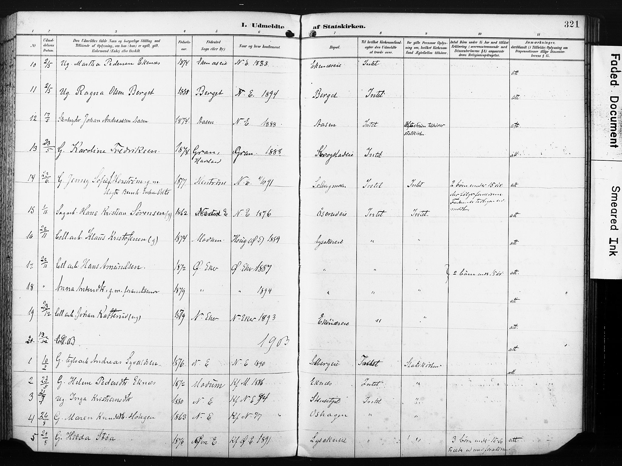 Nedre Eiker kirkebøker, SAKO/A-612/F/Fa/L0005: Parish register (official) no. 5, 1898-1905, p. 321