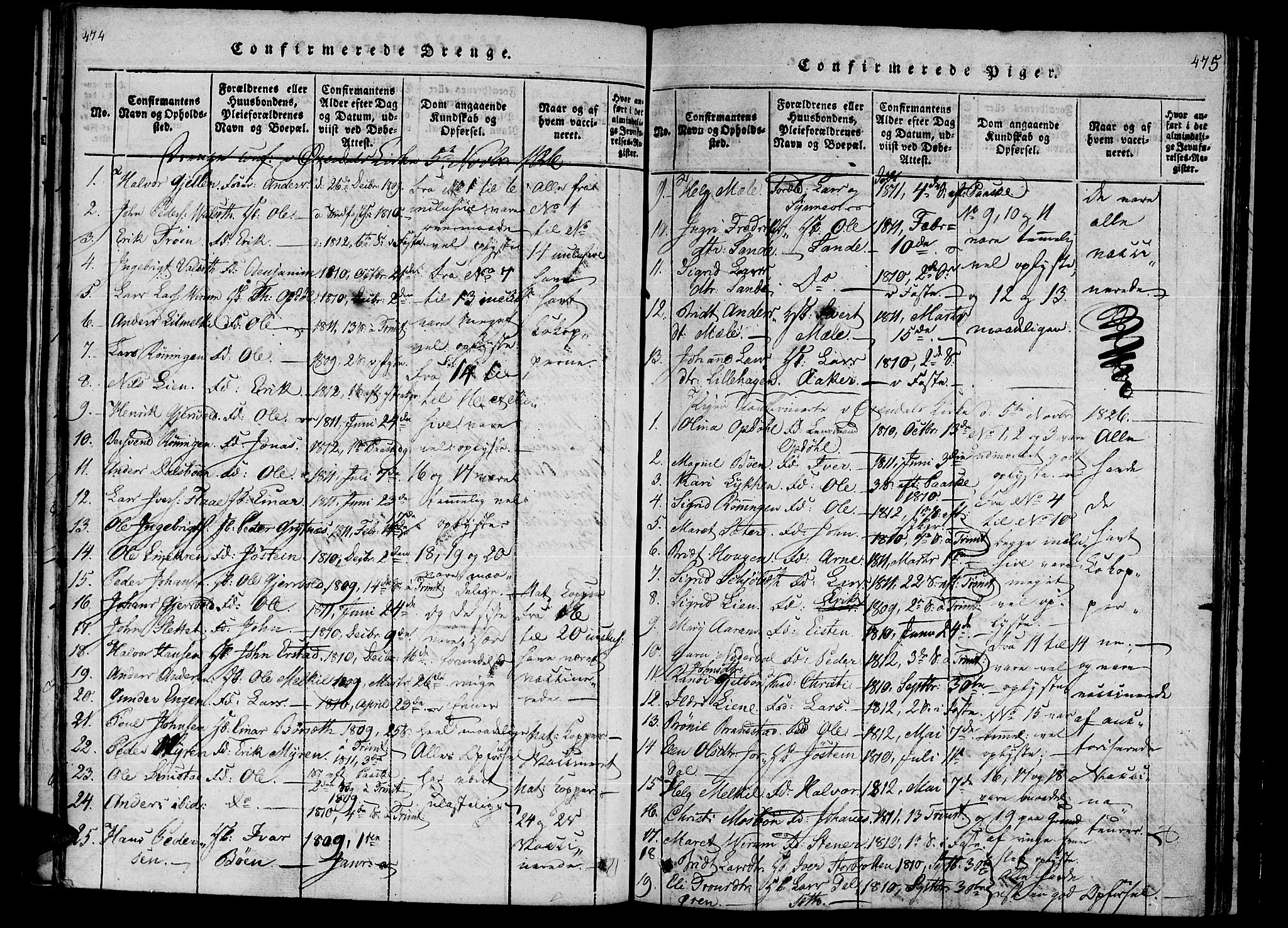 Ministerialprotokoller, klokkerbøker og fødselsregistre - Møre og Romsdal, SAT/A-1454/590/L1009: Parish register (official) no. 590A03 /1, 1819-1832, p. 474-475