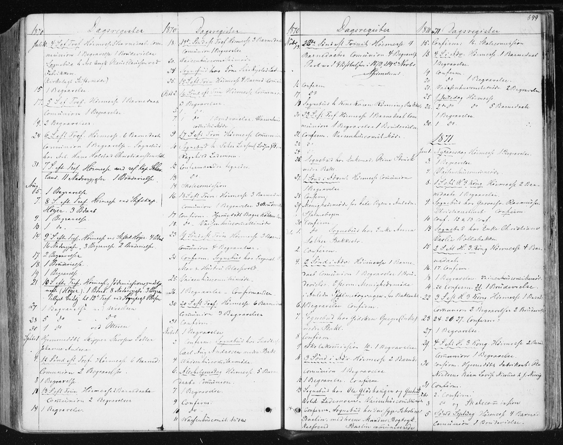 Ministerialprotokoller, klokkerbøker og fødselsregistre - Sør-Trøndelag, SAT/A-1456/604/L0186: Parish register (official) no. 604A07, 1866-1877, p. 699