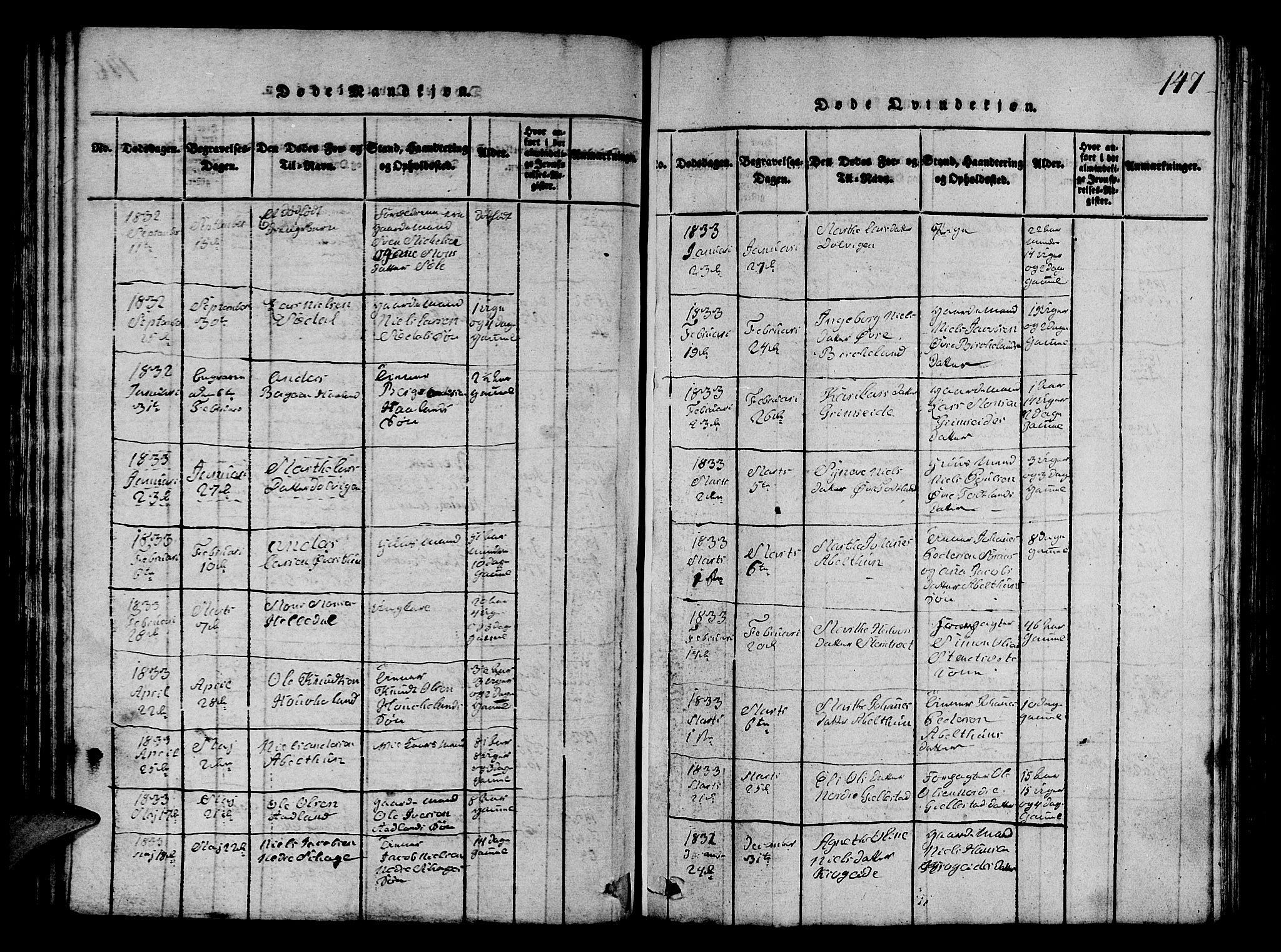 Fana Sokneprestembete, SAB/A-75101/H/Hab/Haba/L0001: Parish register (copy) no. A 1, 1816-1836, p. 147