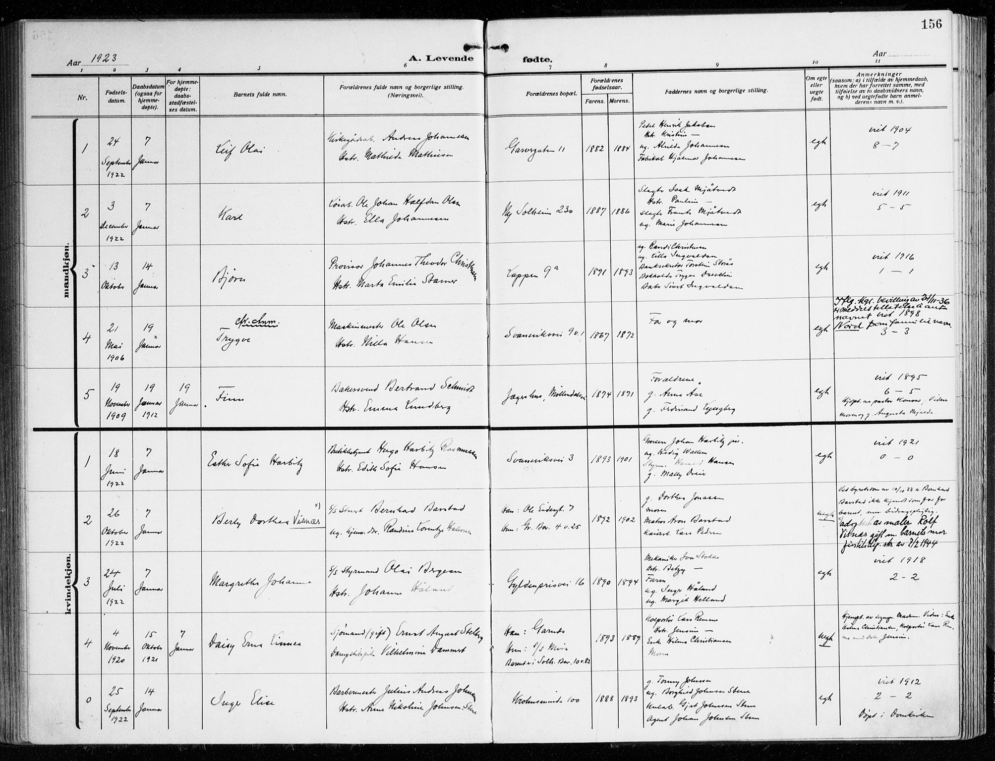 Årstad Sokneprestembete, SAB/A-79301/H/Haa/L0004: Parish register (official) no. A 4, 1919-1928, p. 156