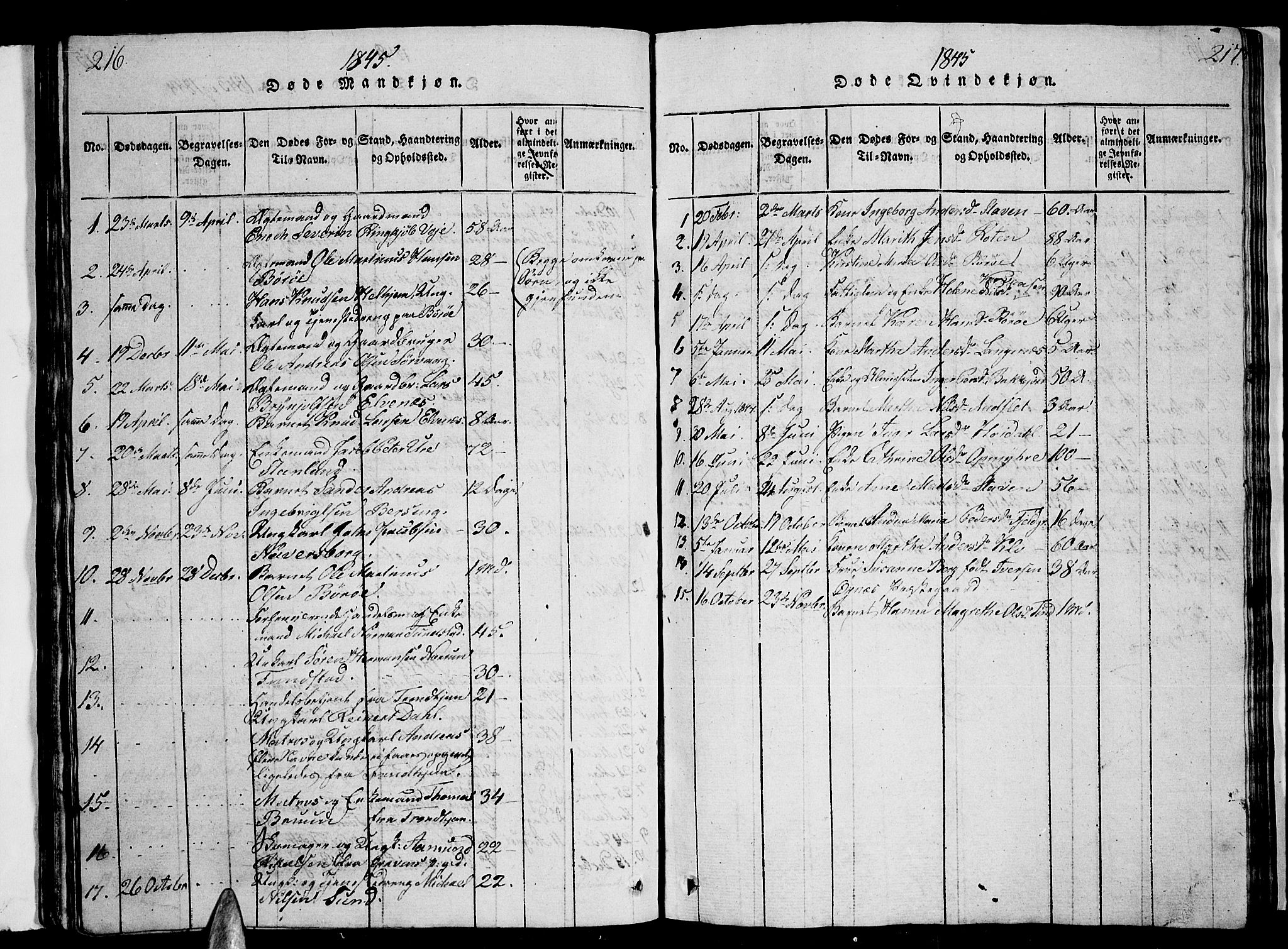 Ministerialprotokoller, klokkerbøker og fødselsregistre - Nordland, AV/SAT-A-1459/893/L1346: Parish register (copy) no. 893C01, 1820-1858, p. 216-217