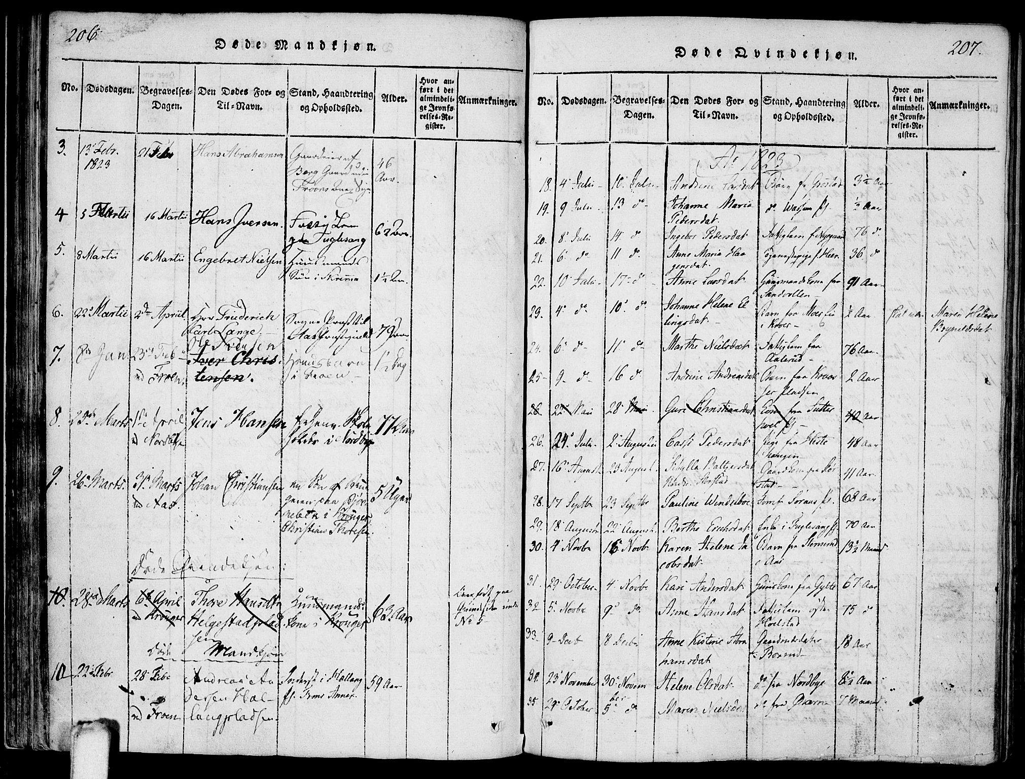 Ås prestekontor Kirkebøker, AV/SAO-A-10894/F/Fa/L0004: Parish register (official) no. I 4, 1818-1826, p. 206-207