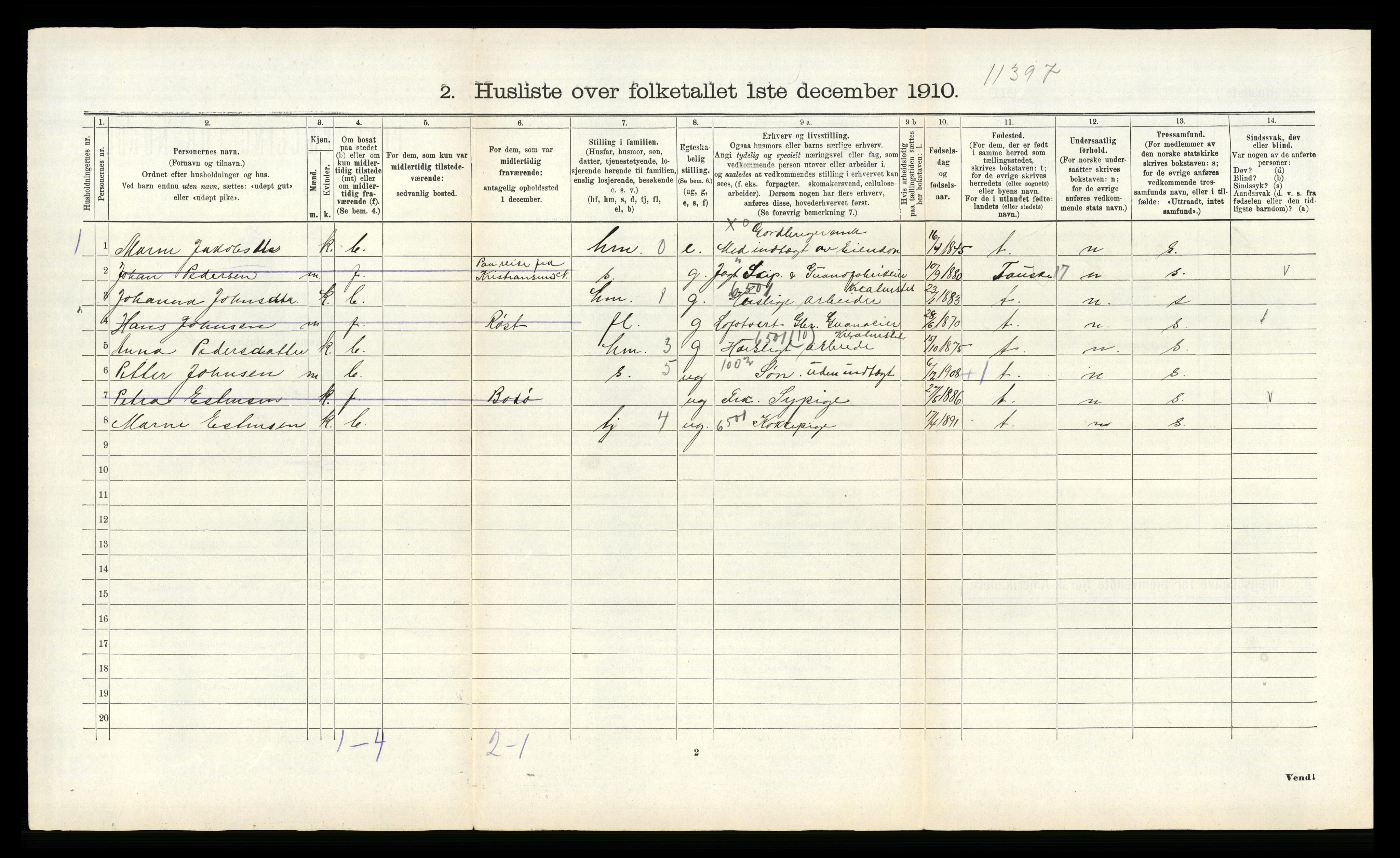 RA, 1910 census for Skjerstad, 1910, p. 1006