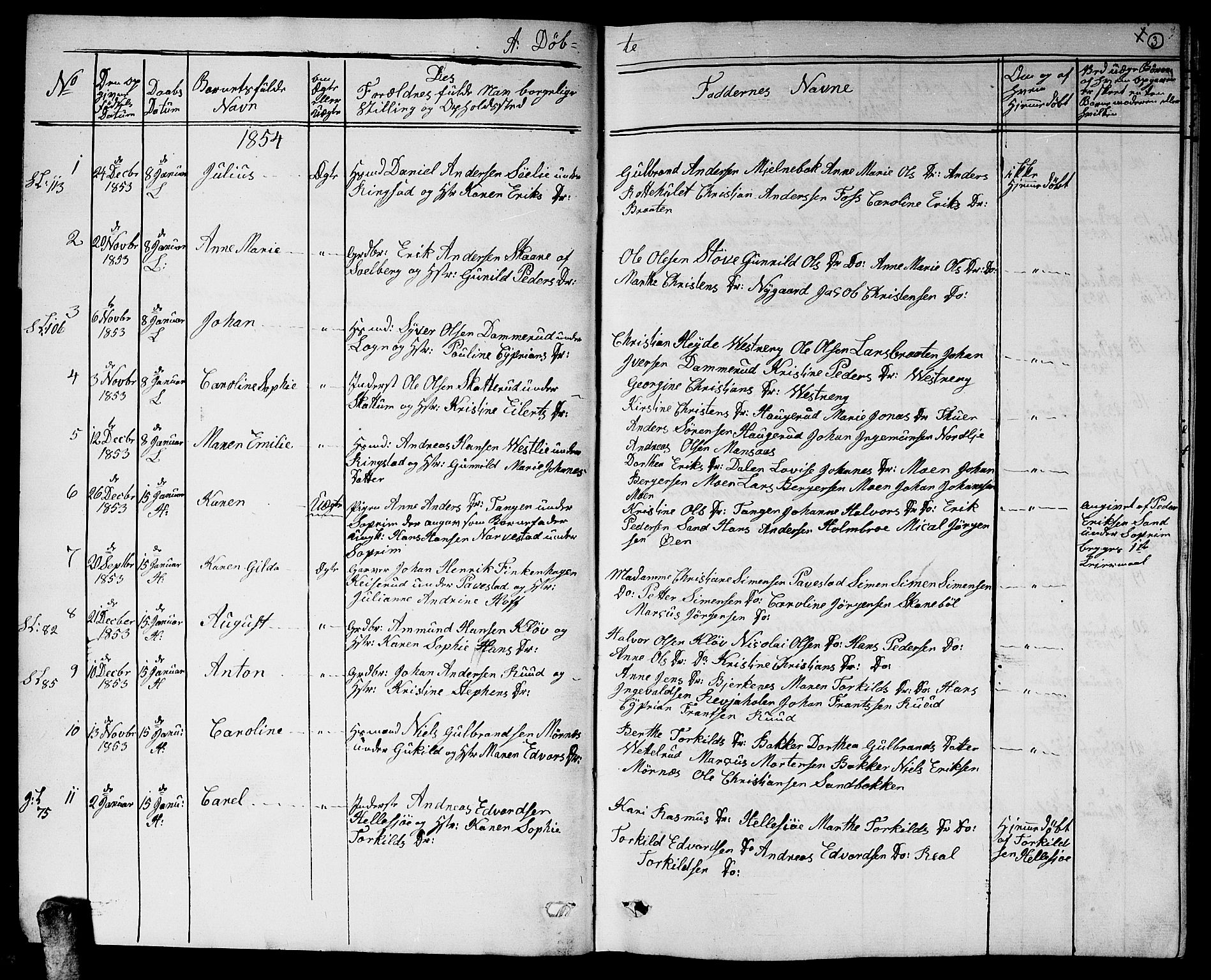 Høland prestekontor Kirkebøker, SAO/A-10346a/G/Ga/L0004: Parish register (copy) no. I 4, 1854-1862, p. 3