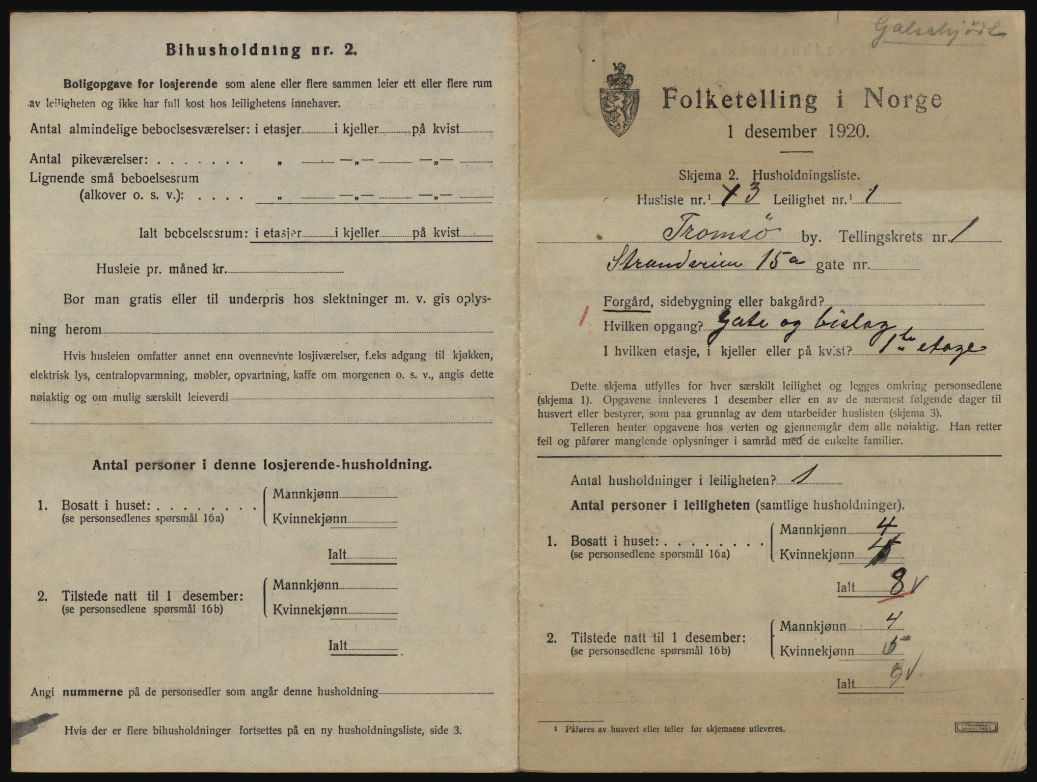 SATØ, 1920 census for Tromsø, 1920, p. 2411