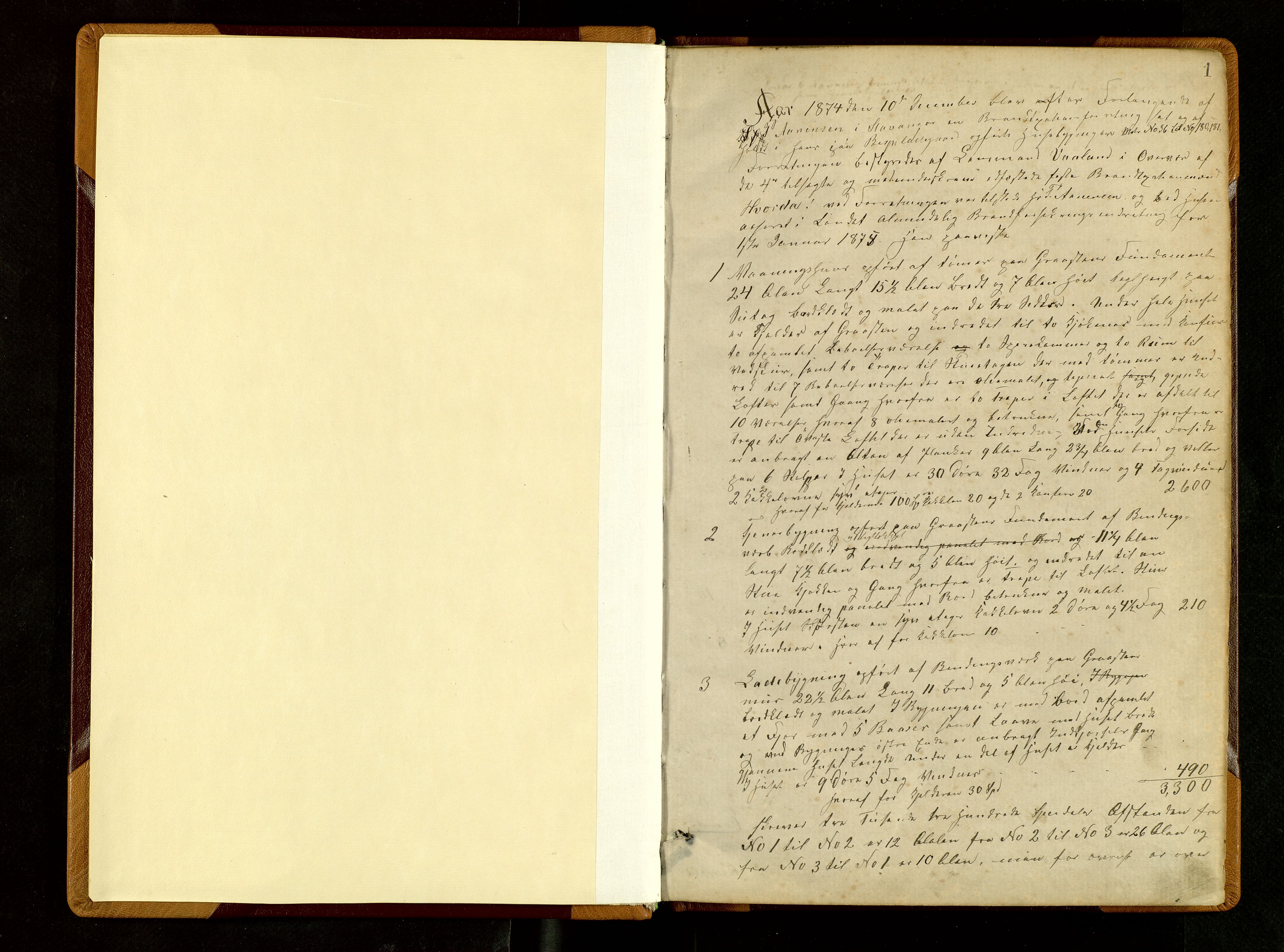 Hetland lensmannskontor, AV/SAST-A-100101/Goa/L0002: "Brandtaxationsprotokol", 1874-1888, p. 1a