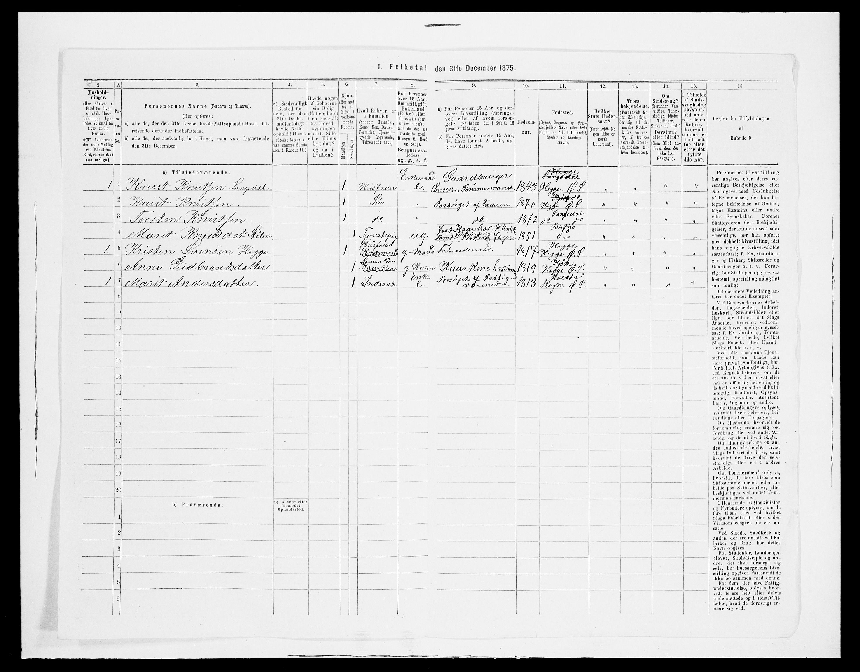 SAH, 1875 census for 0544P Øystre Slidre, 1875, p. 169