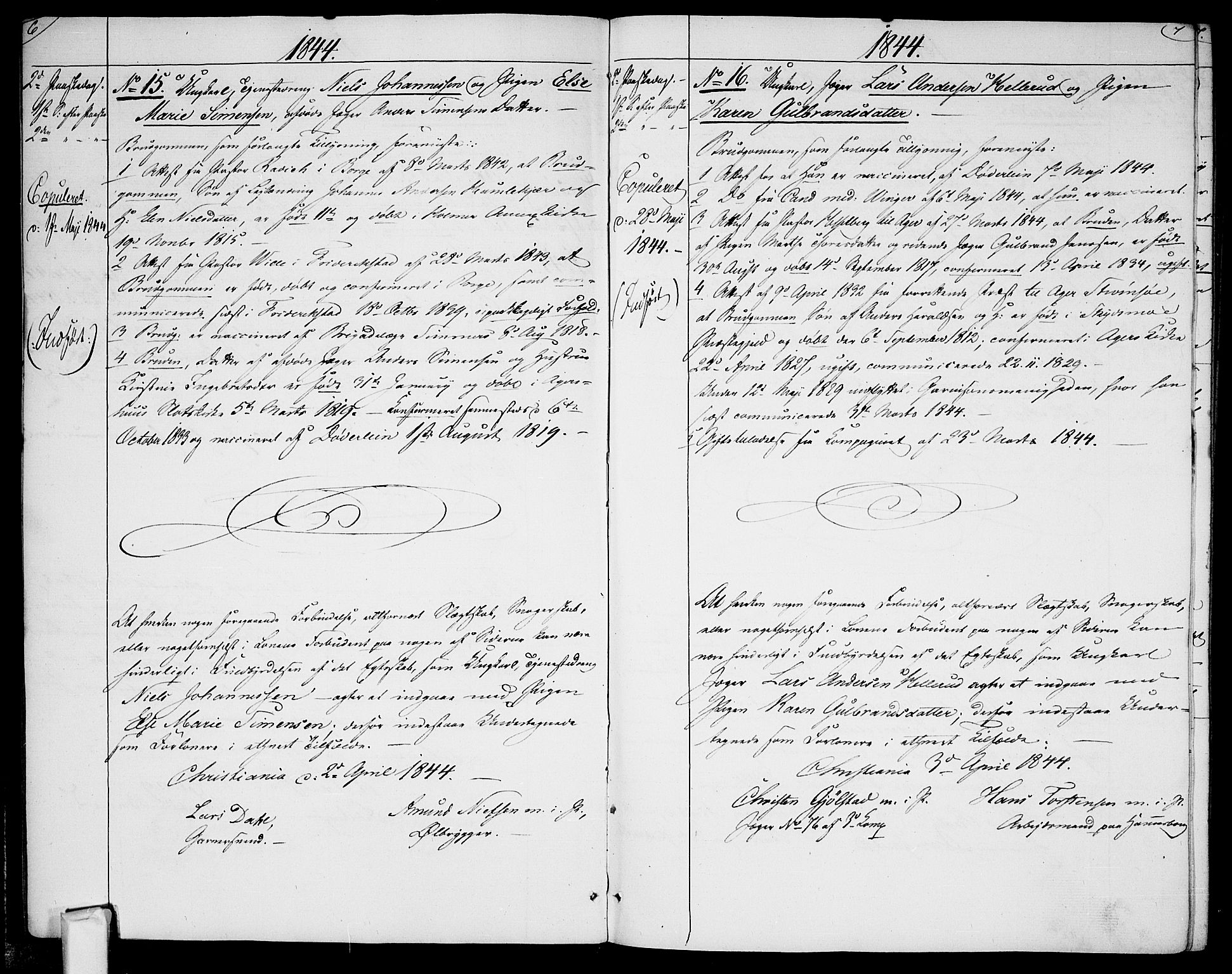 Garnisonsmenigheten Kirkebøker, SAO/A-10846/H/Ha/L0005: Banns register no. I 5, 1844-1856, p. 6-7