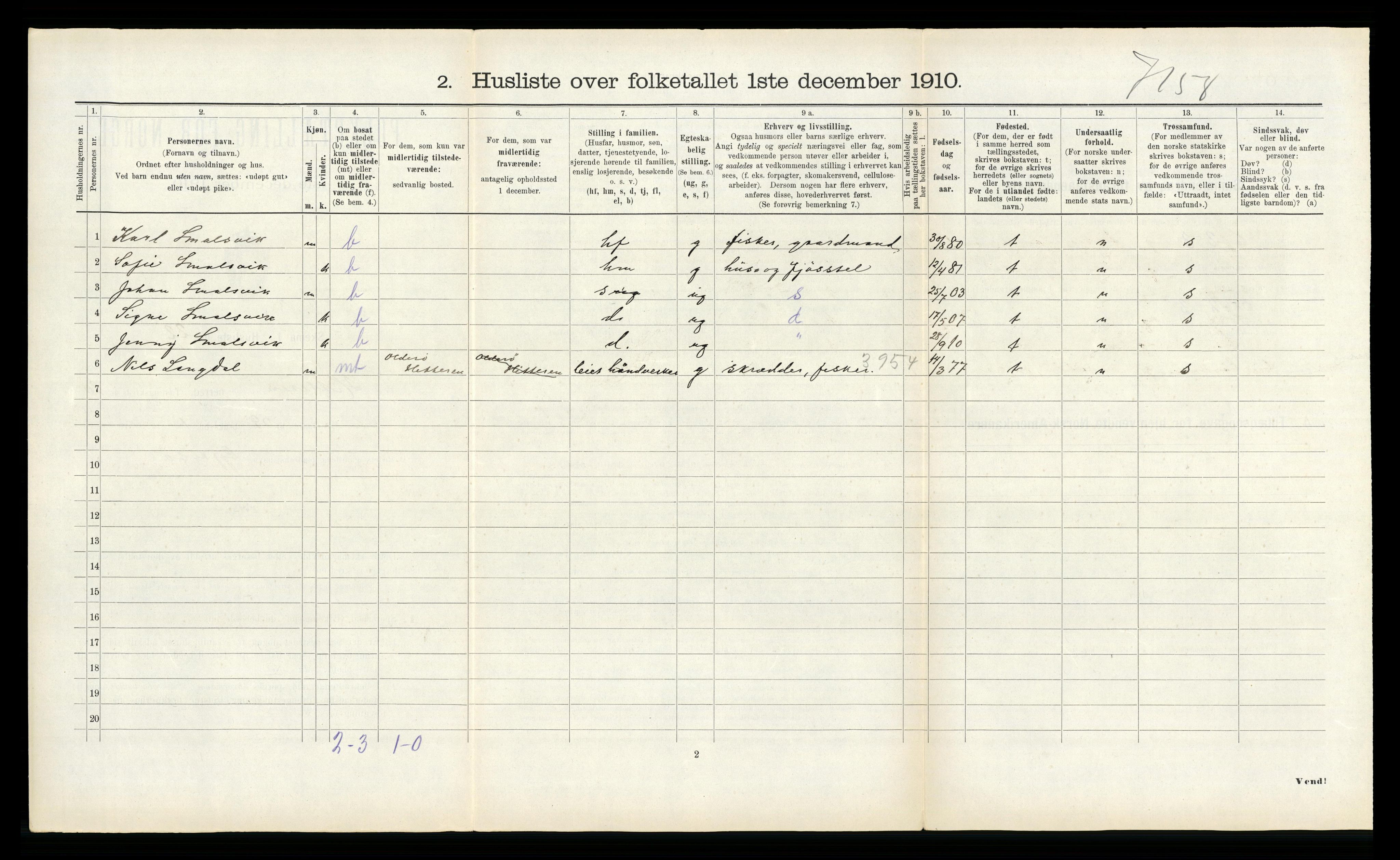 RA, 1910 census for Hitra, 1910, p. 850