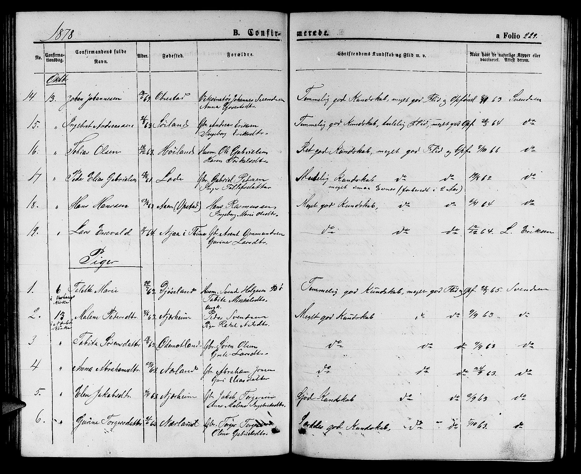 Hå sokneprestkontor, AV/SAST-A-101801/001/30BB/L0001: Parish register (copy) no. B 1, 1854-1883, p. 229