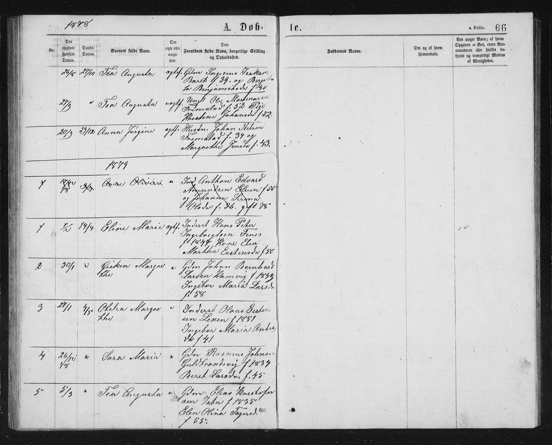 Ministerialprotokoller, klokkerbøker og fødselsregistre - Sør-Trøndelag, SAT/A-1456/662/L0756: Parish register (copy) no. 662C01, 1869-1891, p. 66