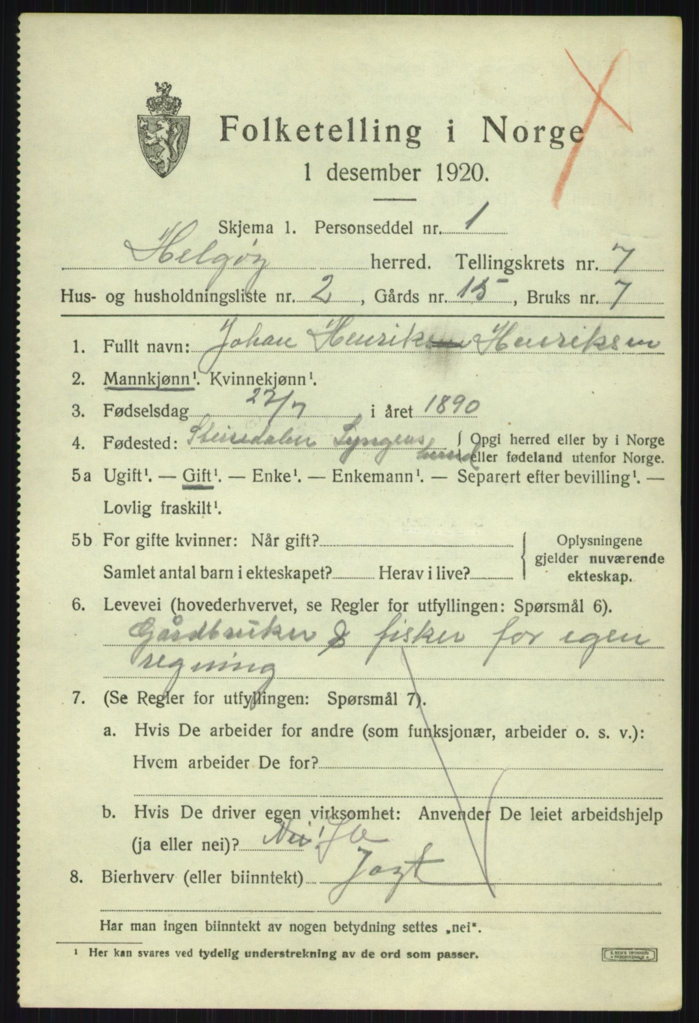 SATØ, 1920 census for Helgøy, 1920, p. 2547