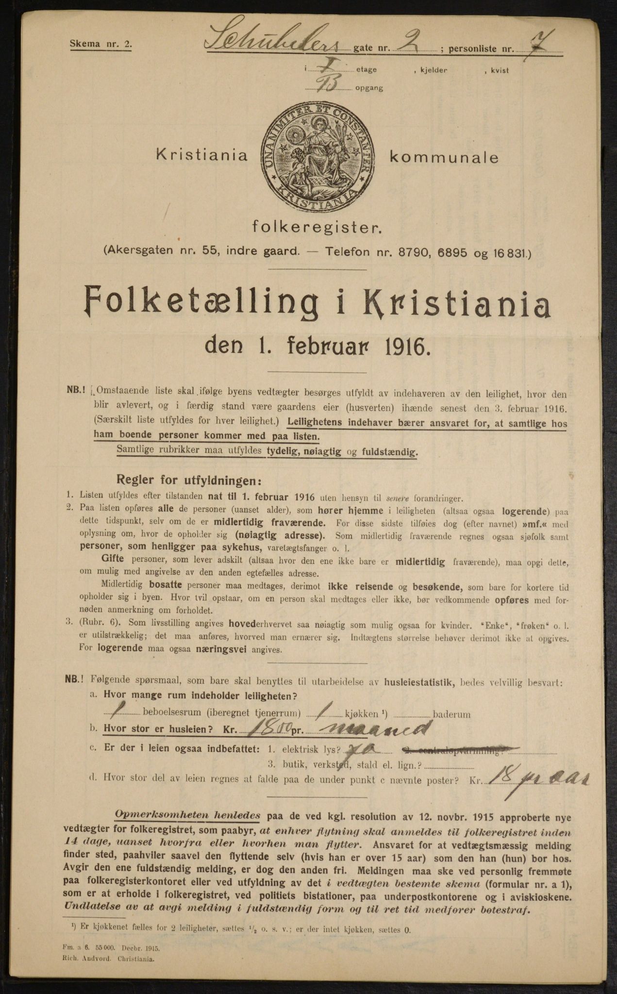 OBA, Municipal Census 1916 for Kristiania, 1916, p. 95118