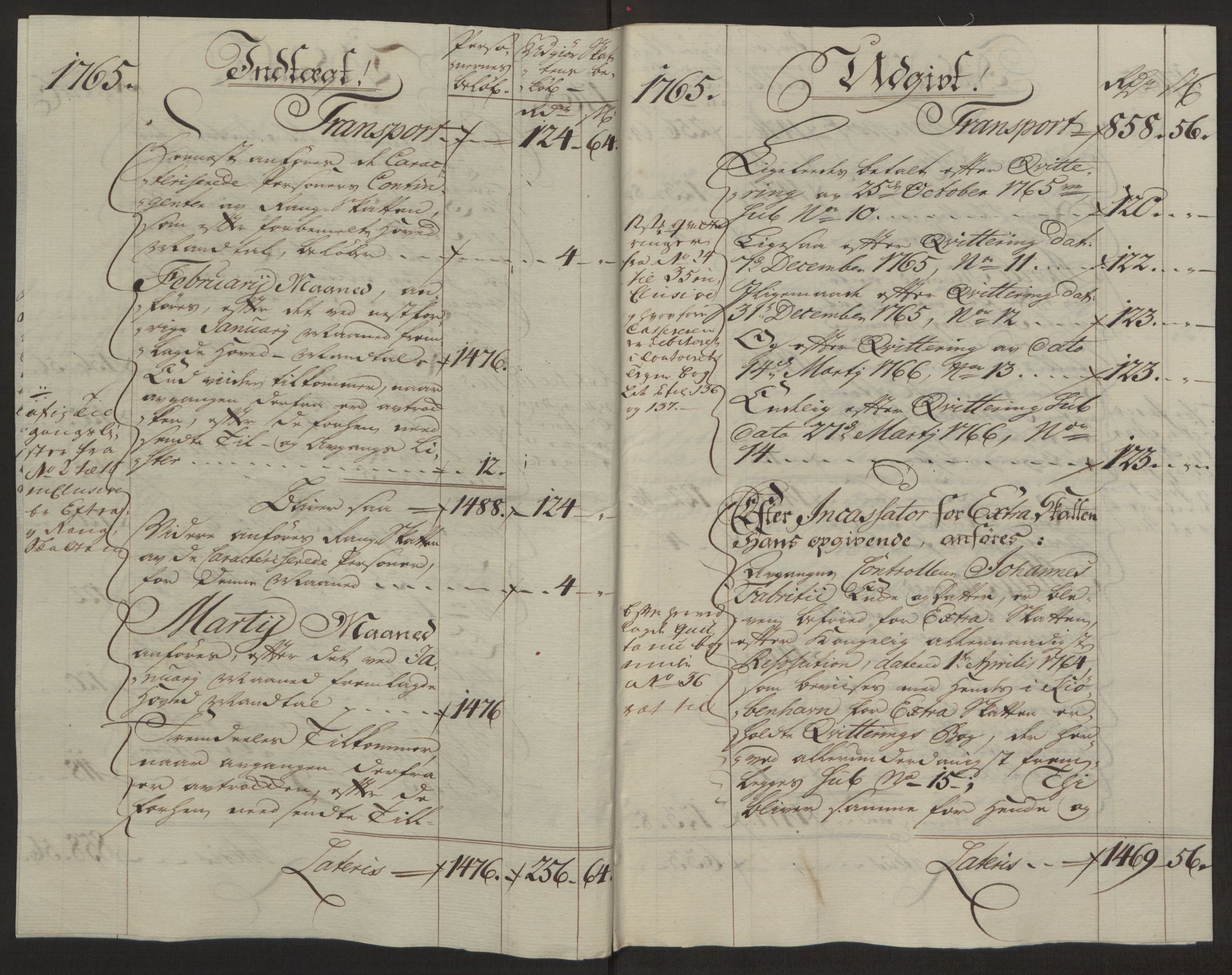 Rentekammeret inntil 1814, Reviderte regnskaper, Byregnskaper, RA/EA-4066/R/Rg/L0144/0001: [G4] Kontribusjonsregnskap / Ekstraskatt, 1762-1767, p. 325